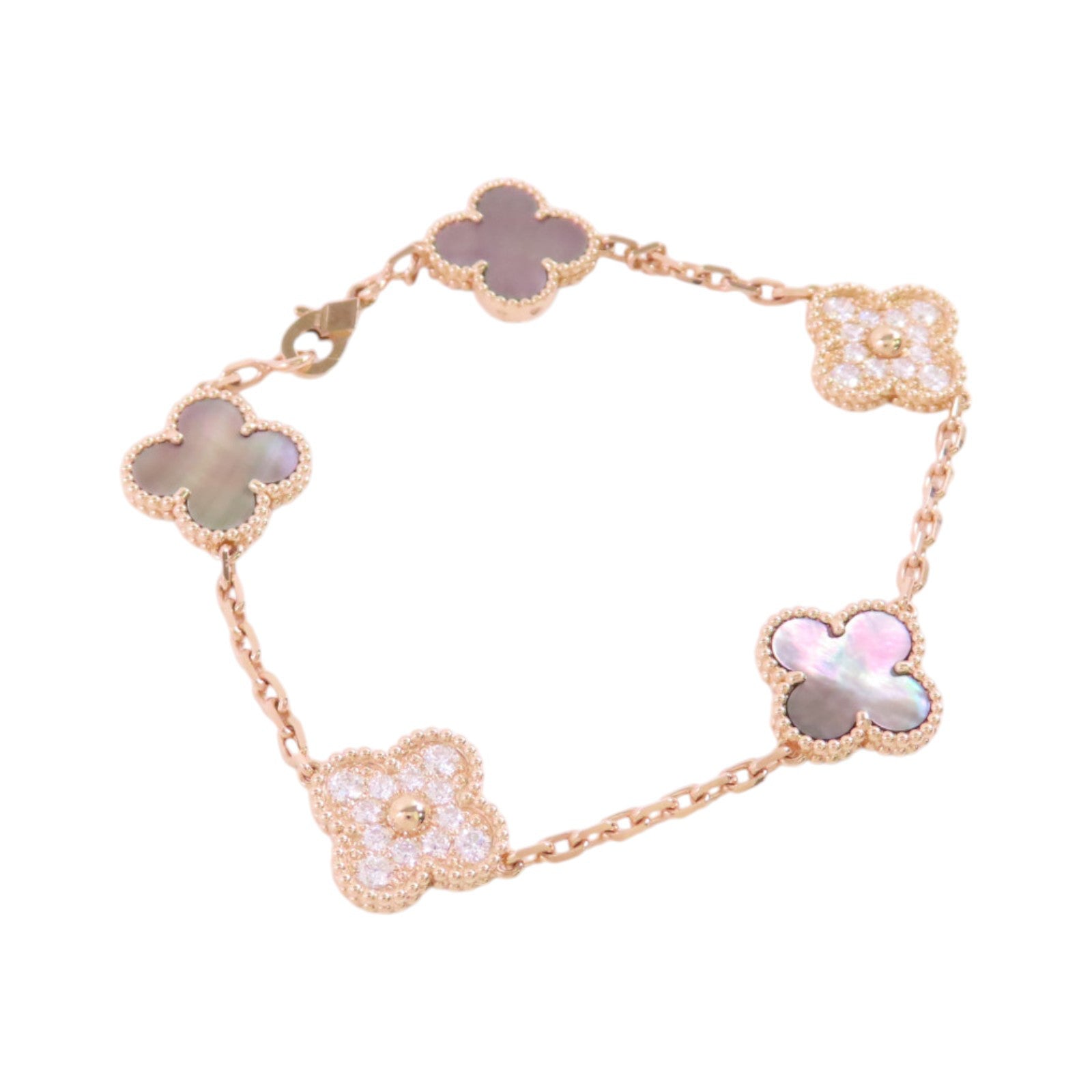Van Cleef & Arpels 18K玫瑰金/鑽石/珍珠母Vintage Alhambra Bracelet手鏈