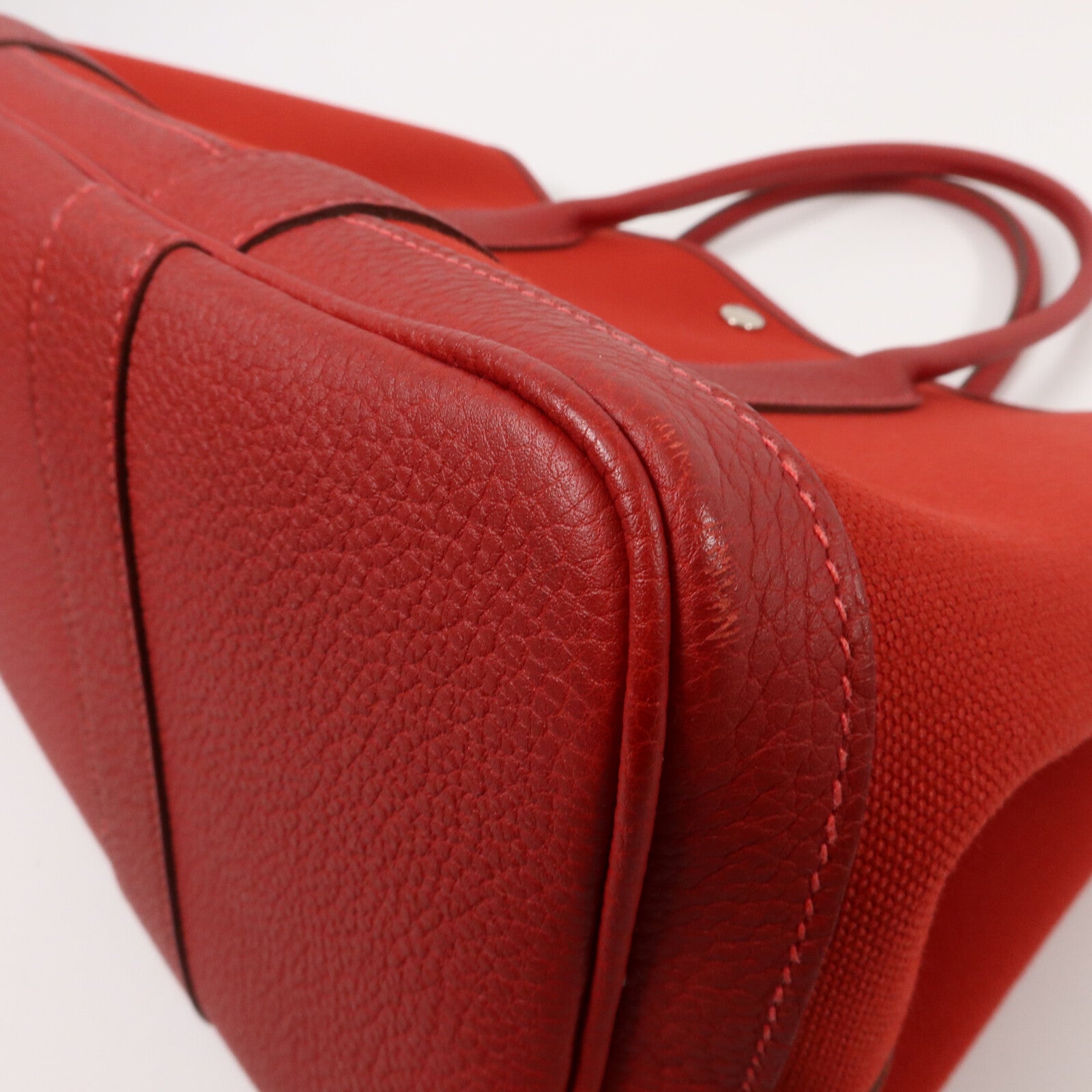 HERMES 帆布GardenParty PM手挽袋Rough Grenat