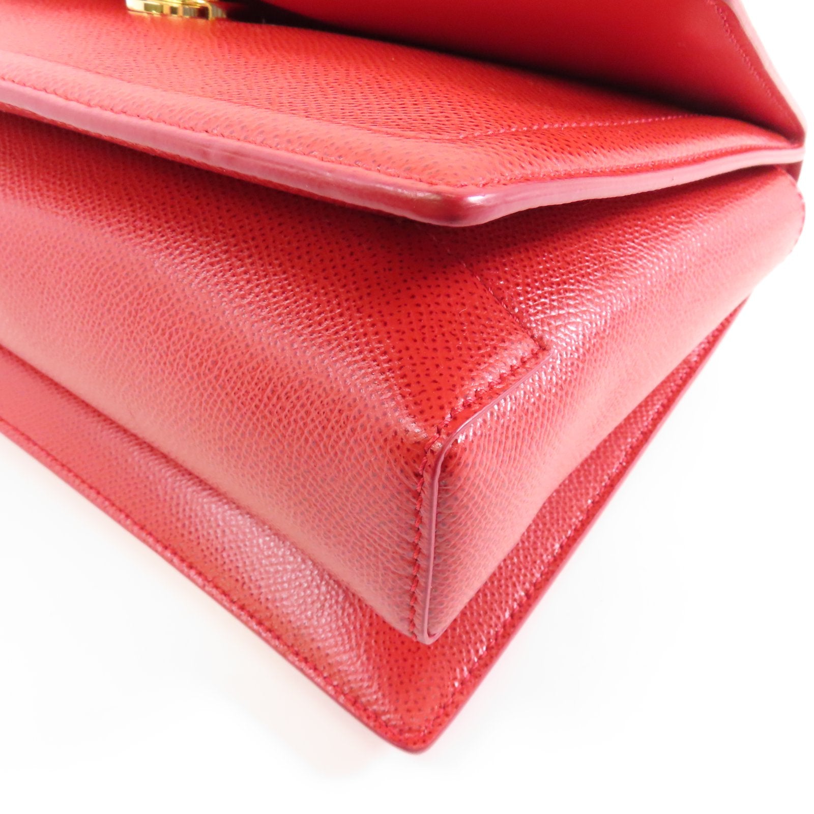 Salvatore Ferragamo 牛皮皮革Chain Shoulder Bag金扣鏈帶肩背袋紅色