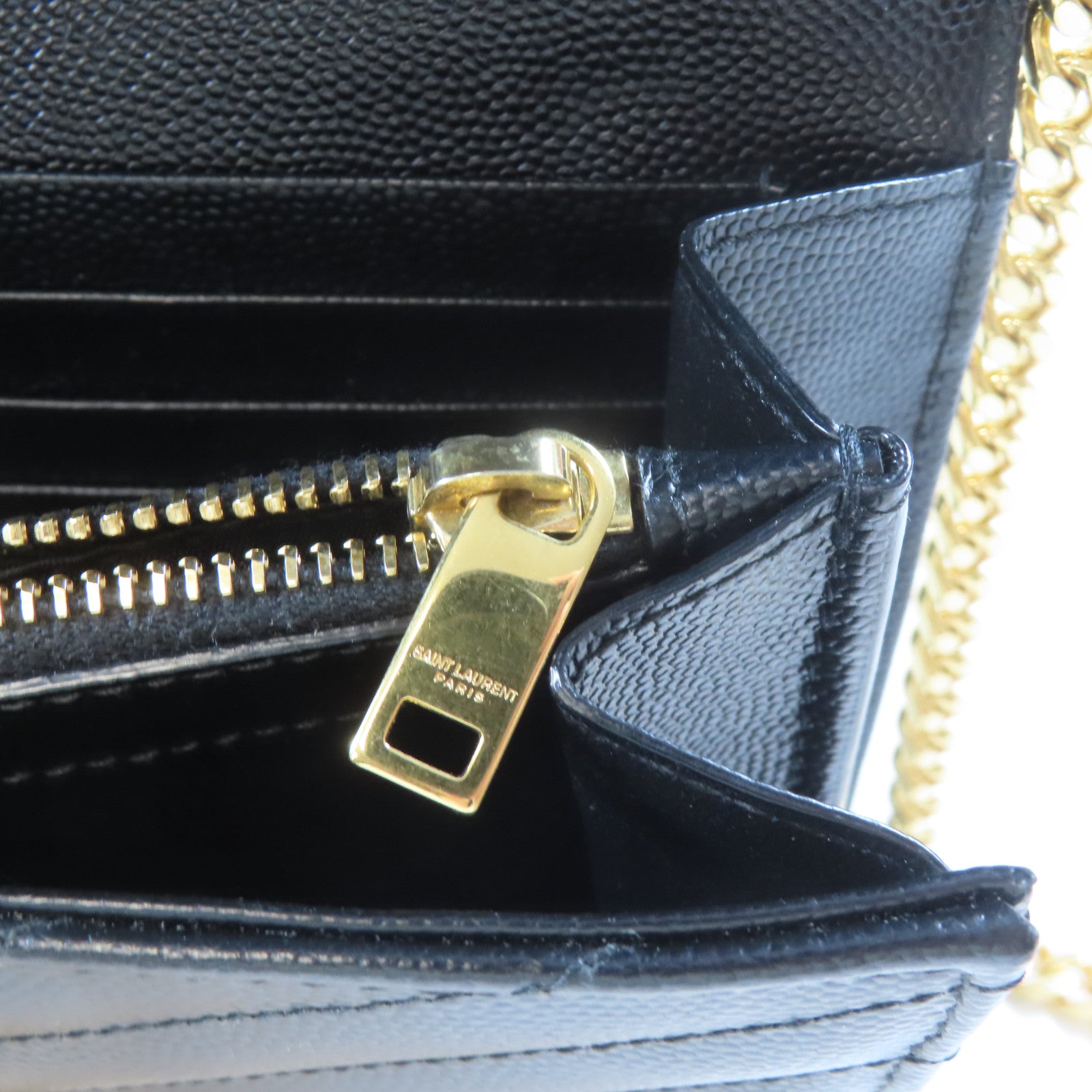 SAINT LAURENT 牛皮皮革Chain Shoulder Bag金扣鏈帶肩背袋黑色