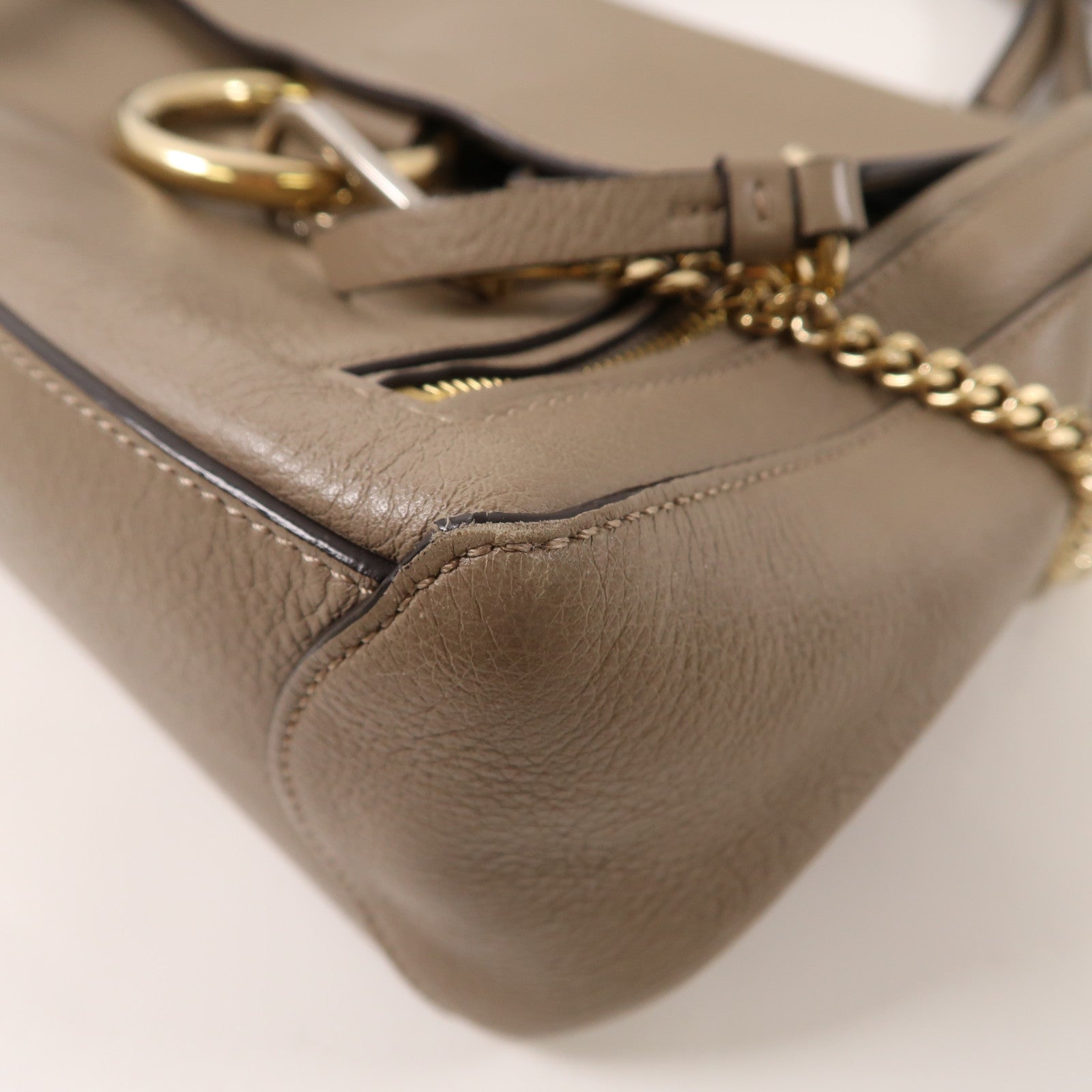 Chloe 牛皮皮革Faye Bag金扣手挽肩背兩用袋灰色