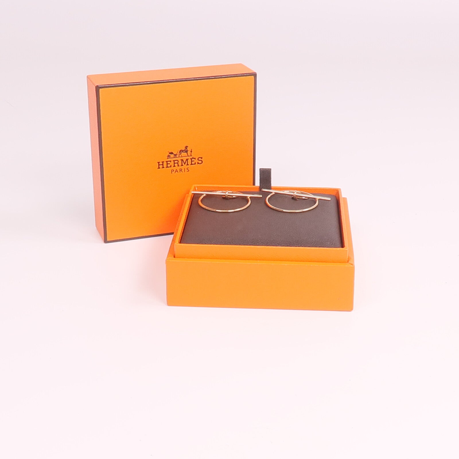 HERMES 18K玫瑰金Loop Earrings耳環