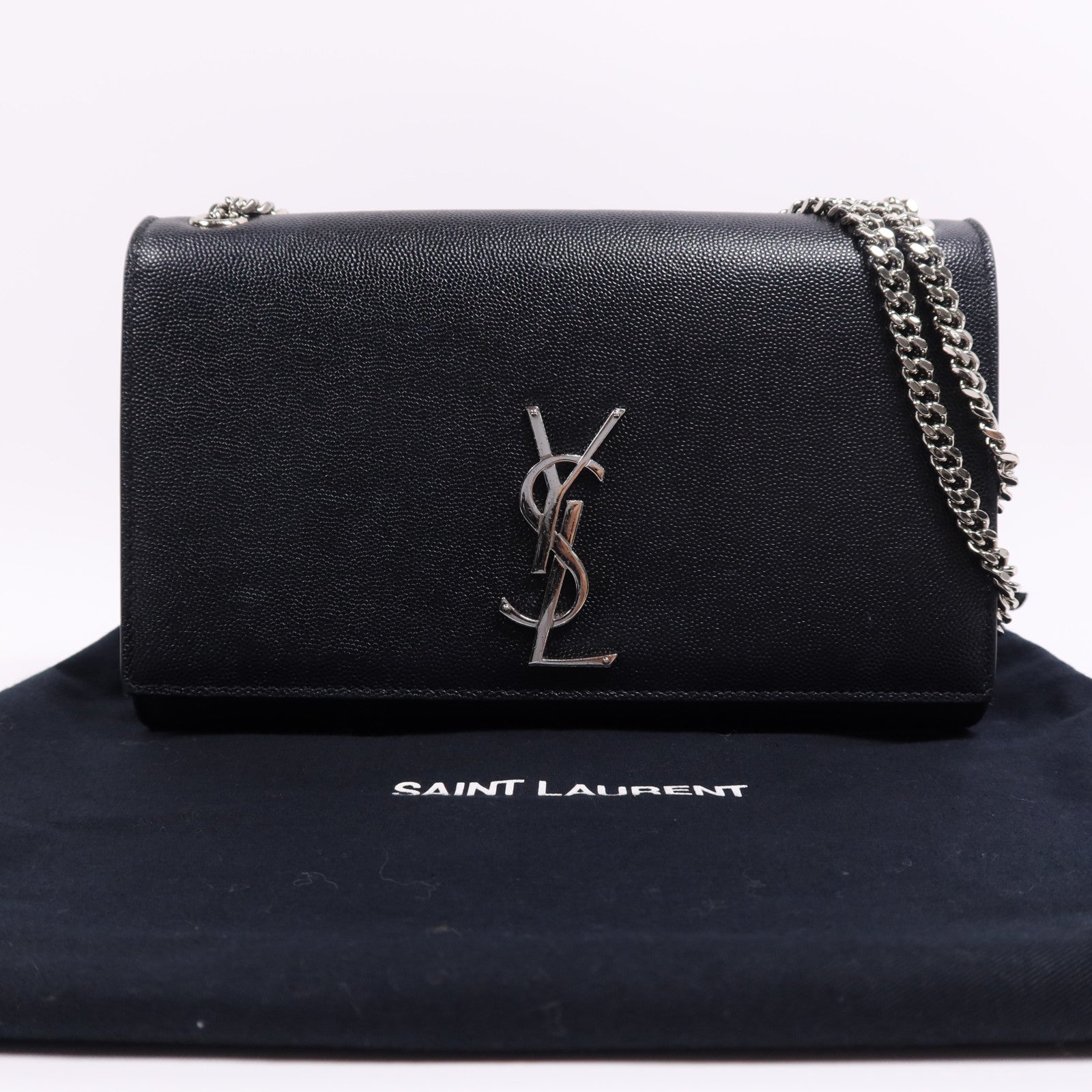 SAINT LAURENT 牛皮皮革Kate銀扣鏈帶肩背袋