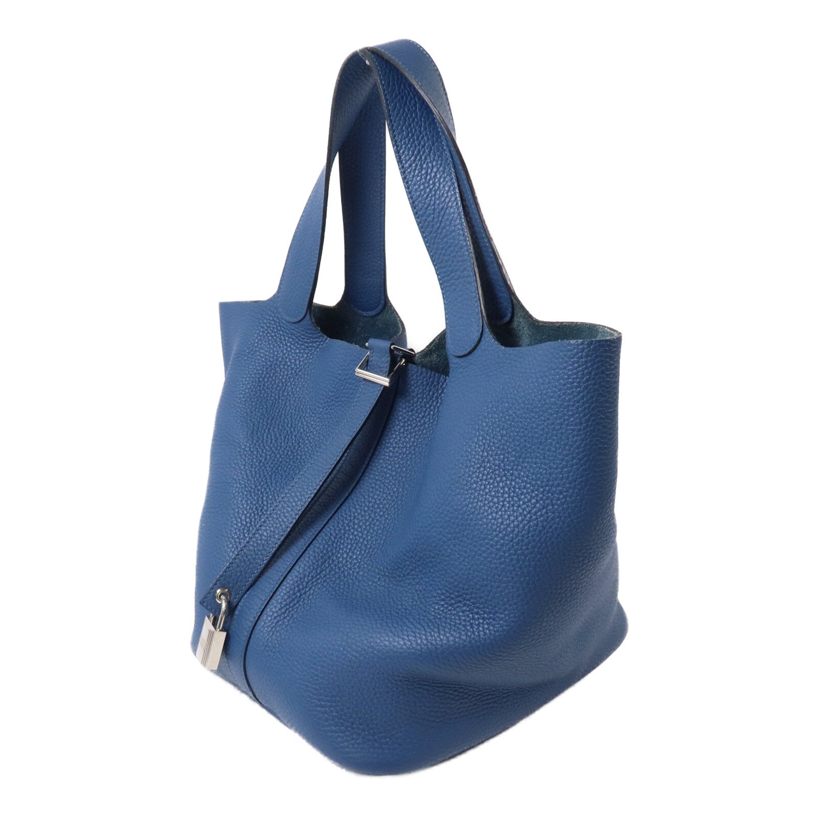 HERMES Clemence皮革Picotin GM手挽袋Bleu Agate