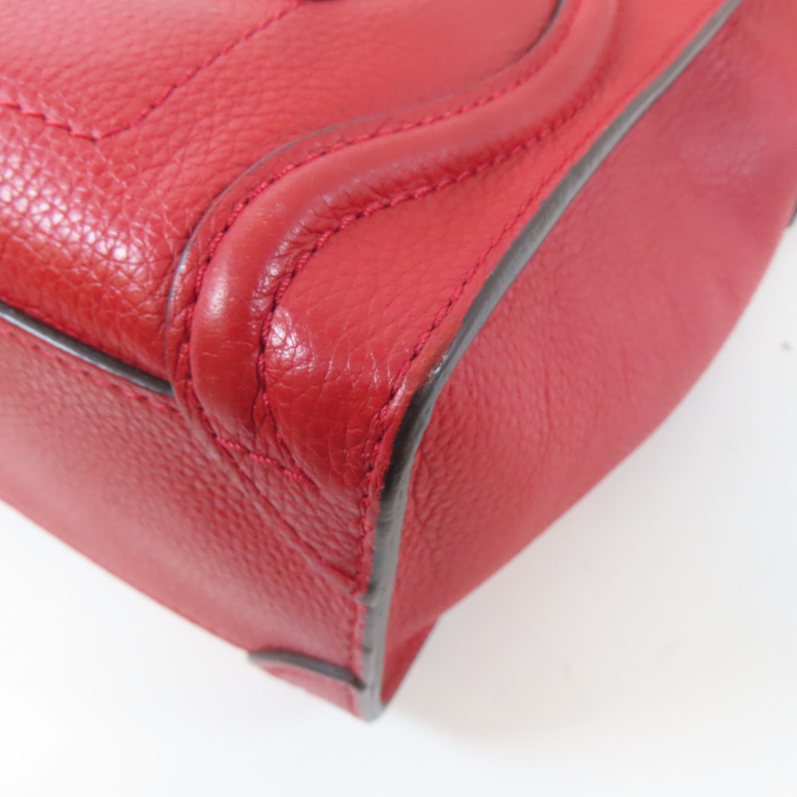 CELINE 牛皮皮革Luggage金扣手挽肩背兩用袋紅色