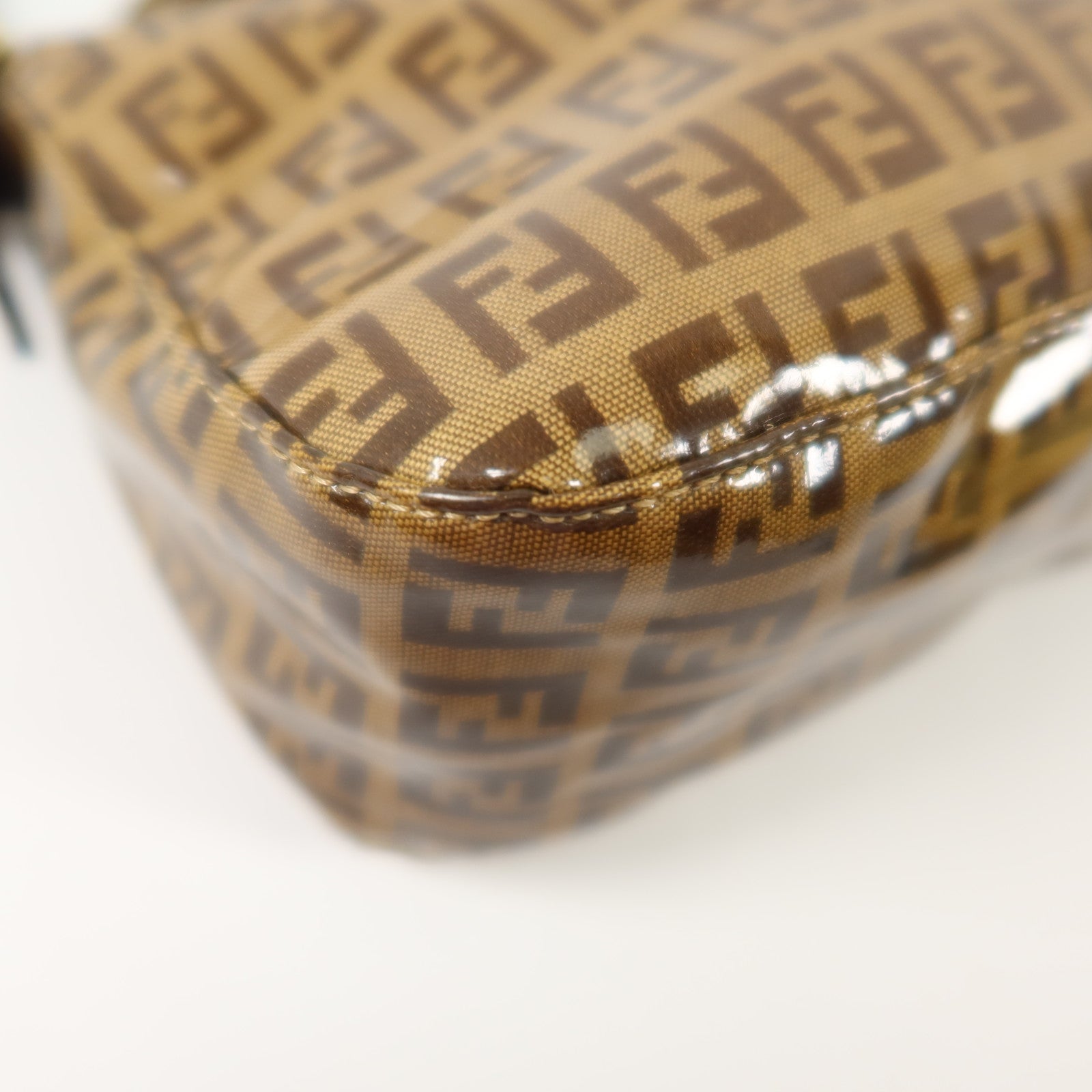 FENDI 塗層帆布Zucchino Double Flap Baguette金扣手挽肩背兩用袋