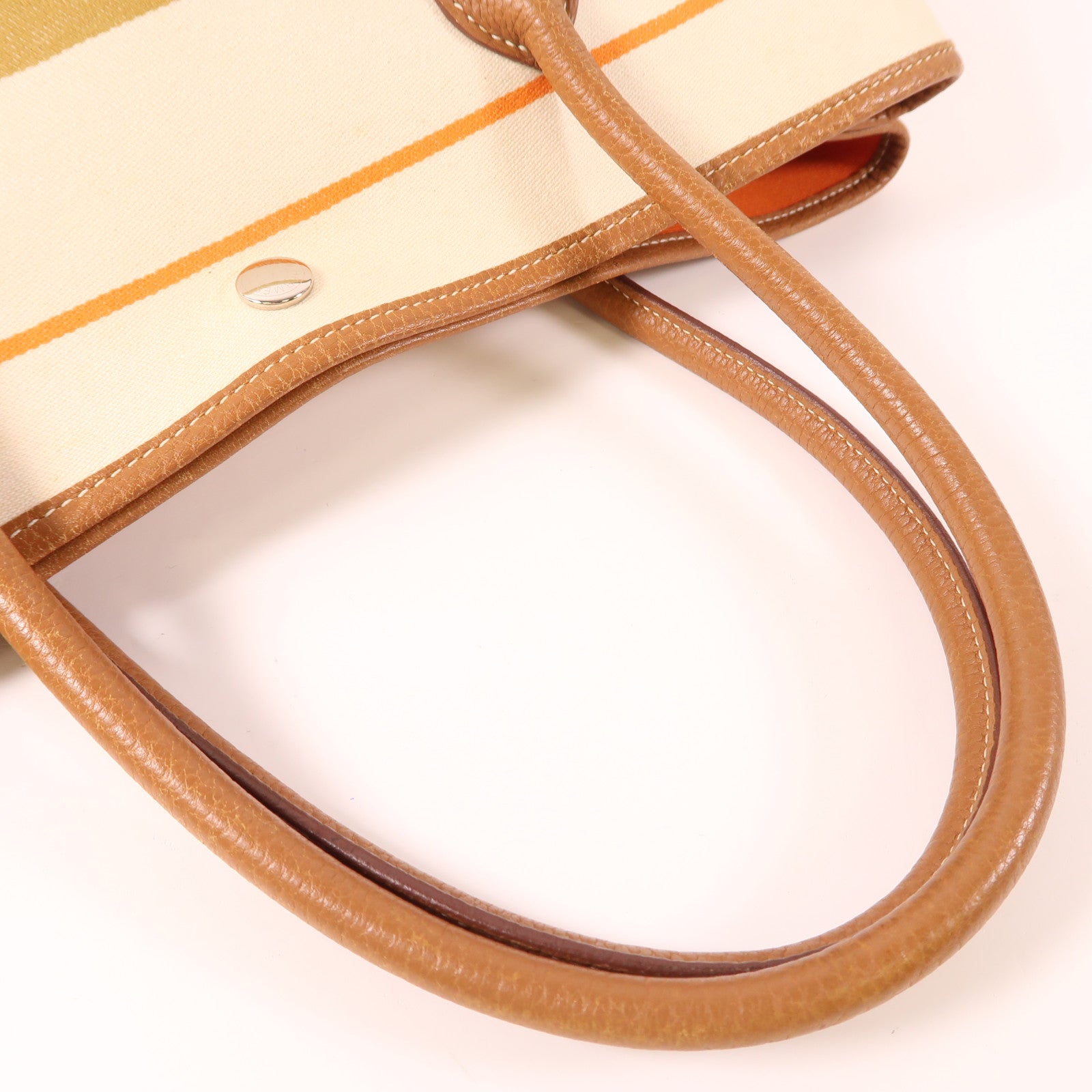 HERMES 帆布/皮革Garden Party PM銀扣手挽袋