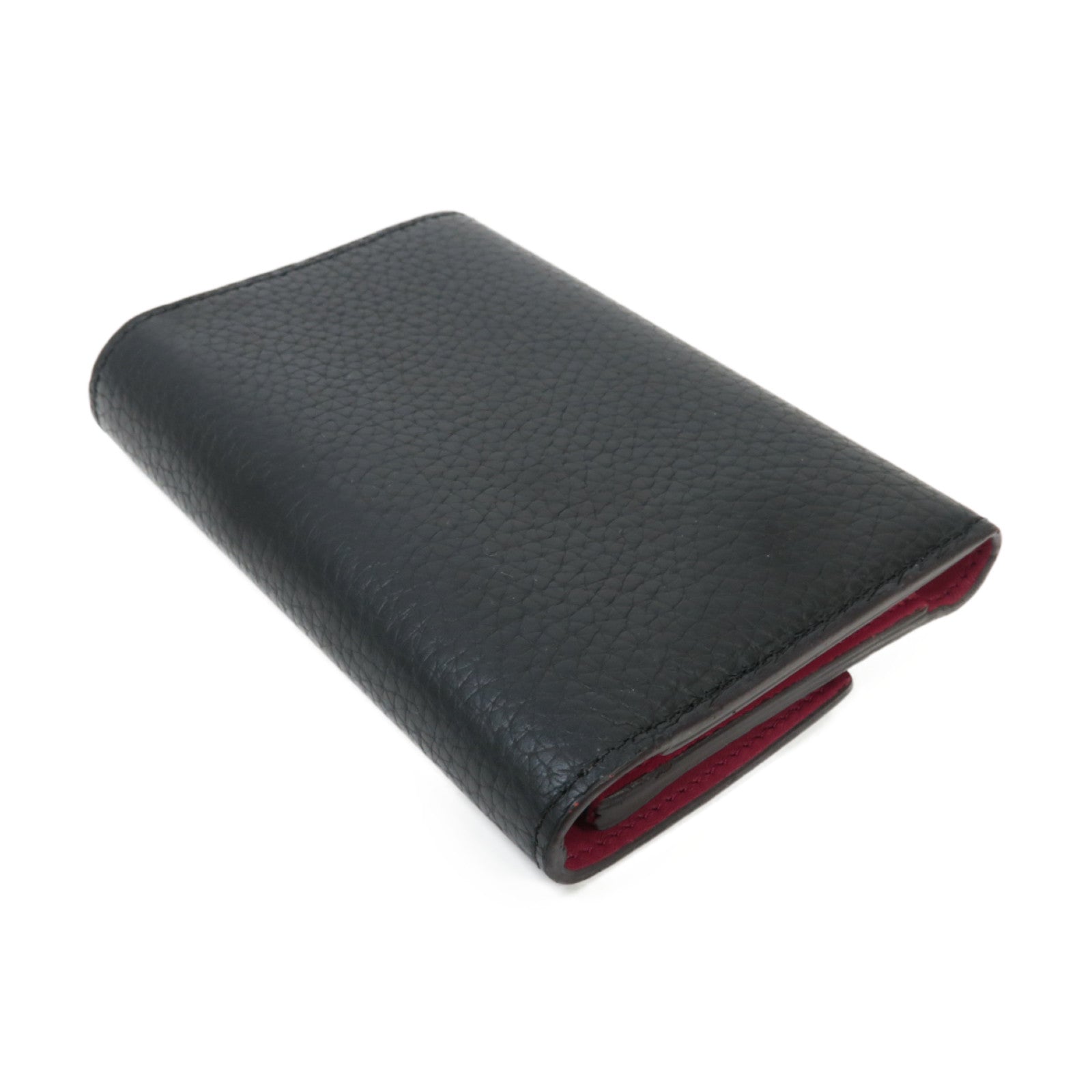LOUIS VUITTON 【激減優惠】牛皮皮革Capucines Compact Wallet金扣錢包黒色