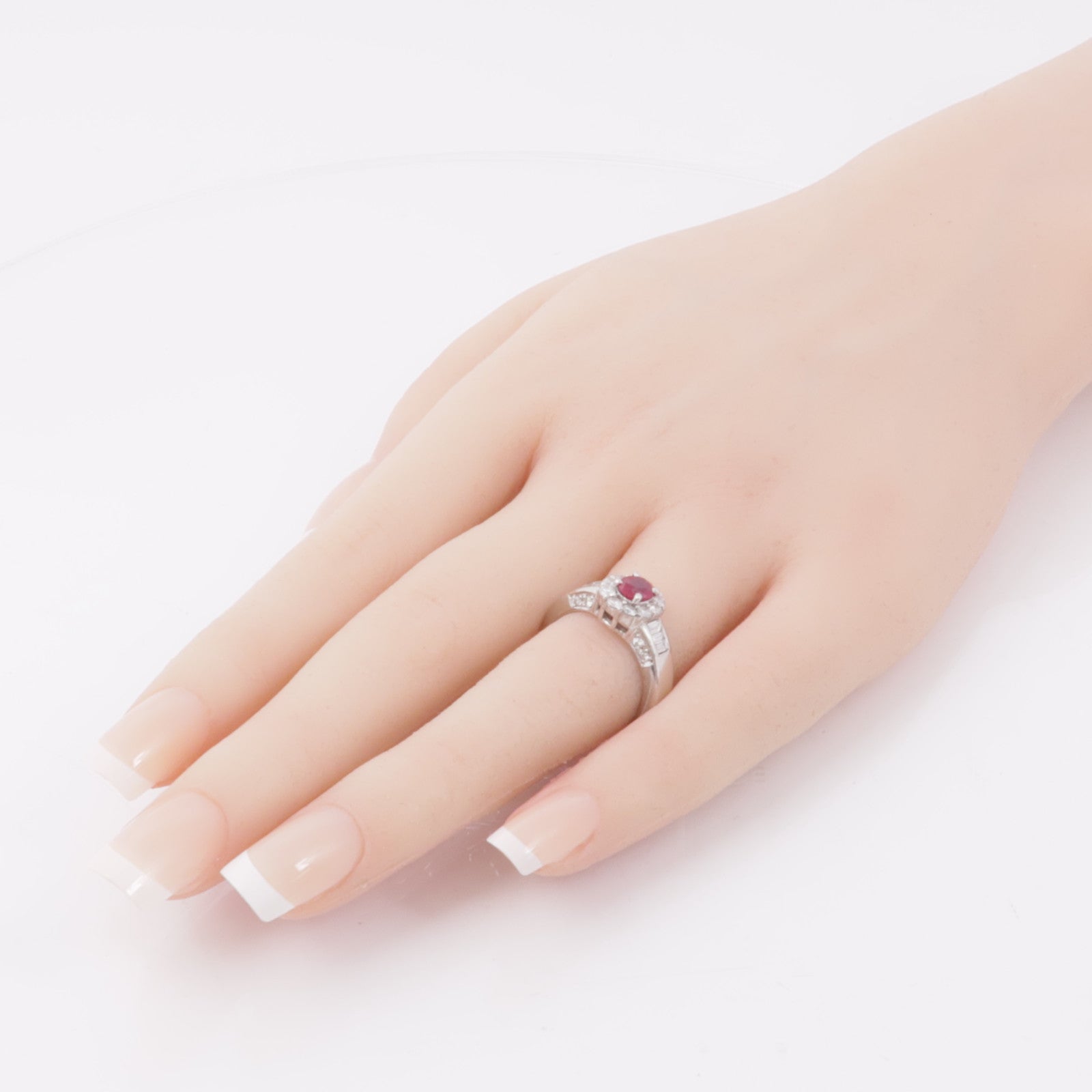 JEWELRY PT900鉑金Ruby/Diamond Ring紅寶石/鑽石戒指US#6