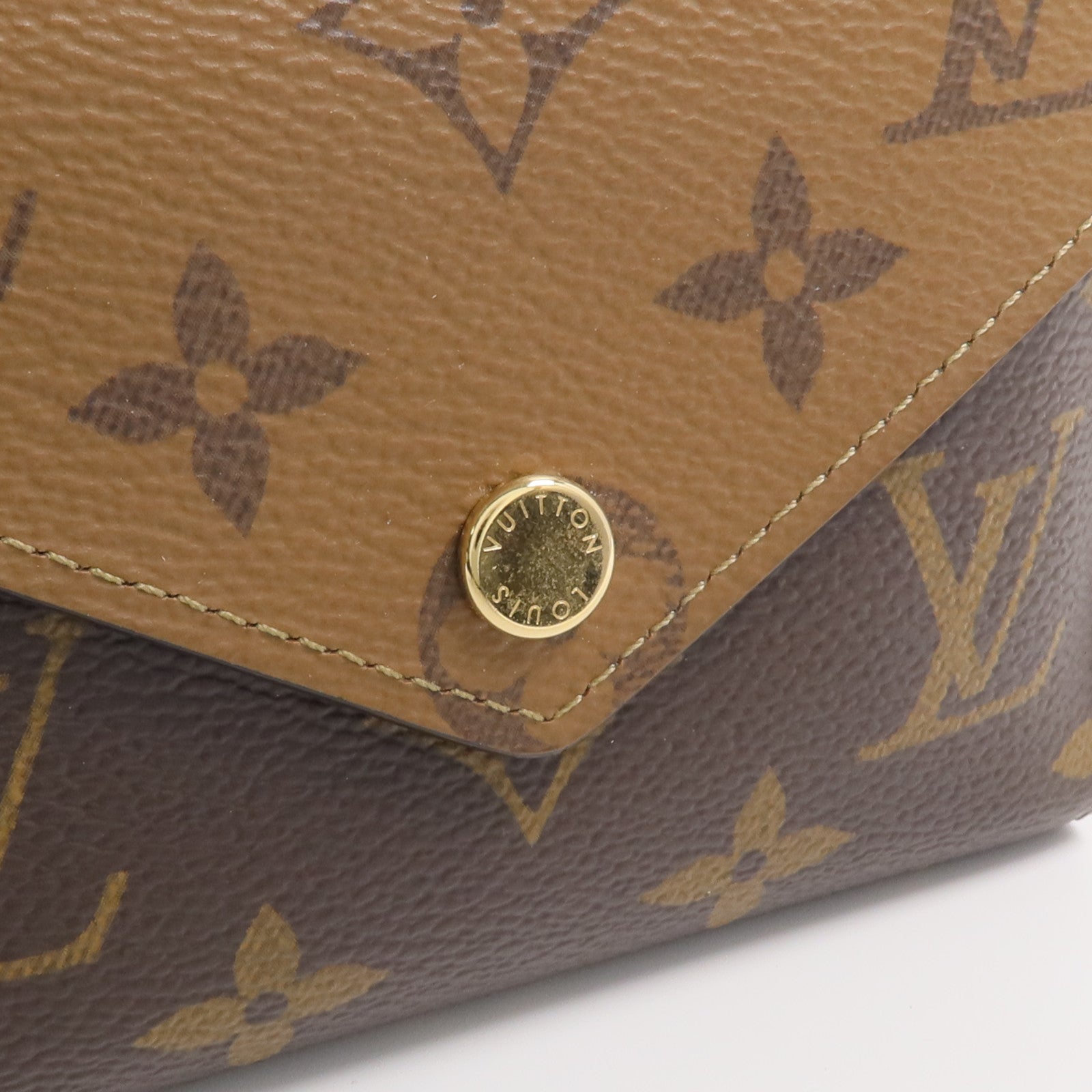 LOUIS VUITTON Monogram/Monogram Reverse Victorine Wallet金扣錢包棕色