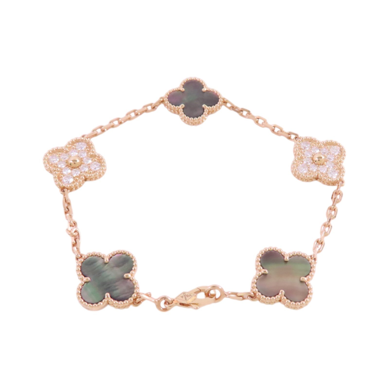 Van Cleef & Arpels 18K玫瑰金/鑽石/珍珠母Vintage Alhambra Bracelet手鏈