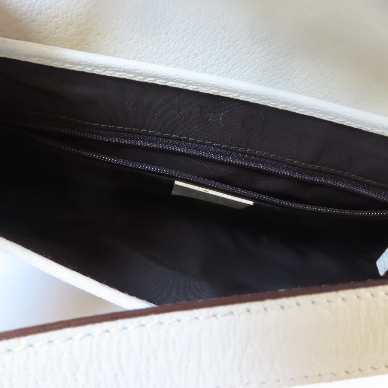 GUCCI 【激減優惠】帆布/皮革Jackie Handbag銀扣手挽袋啡色/白色