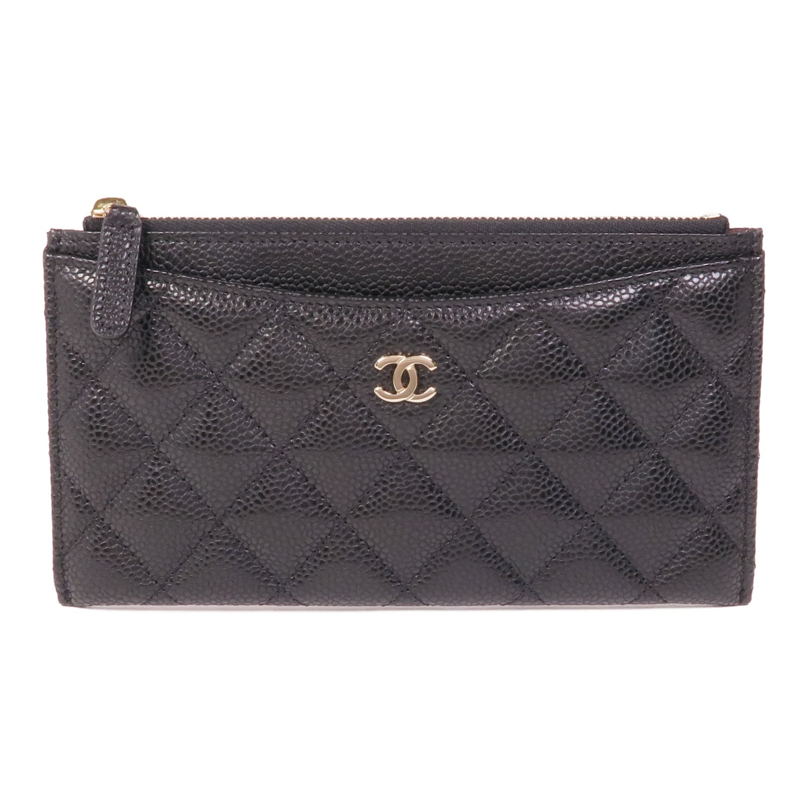 CHANEL 牛皮皮革Long Wallet金扣長錢包
