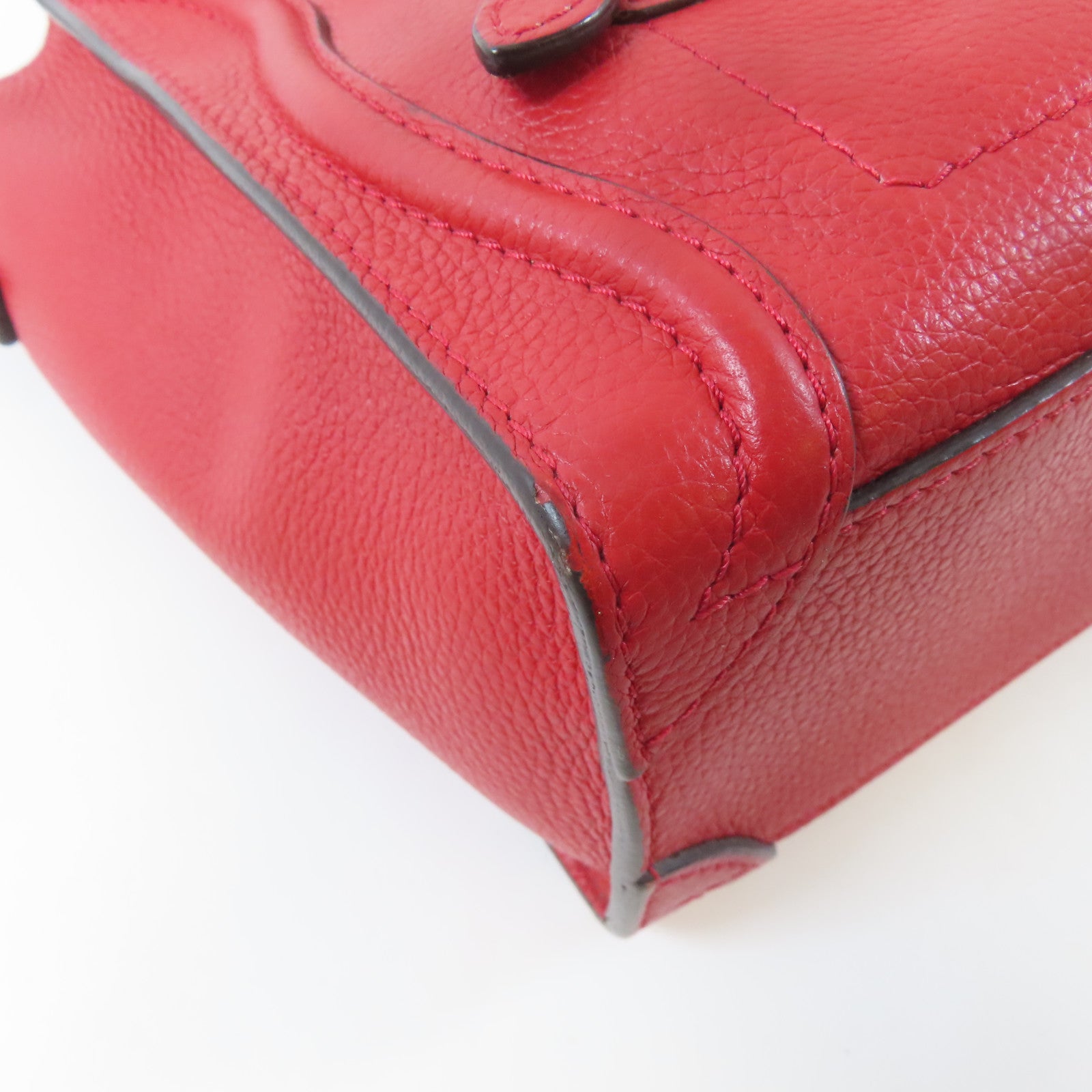 CELINE 牛皮皮革Luggage金扣手挽肩背兩用袋紅色