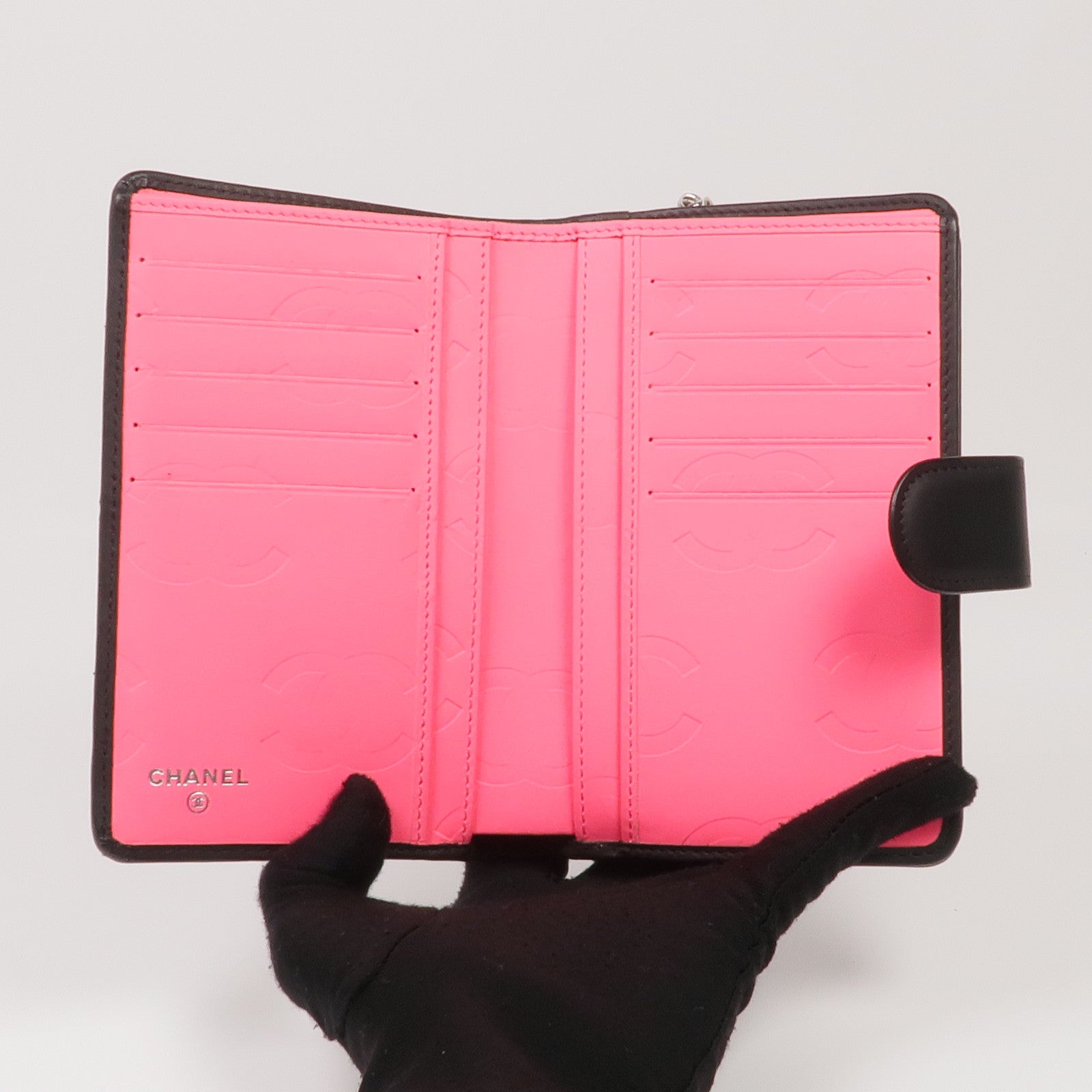 CHANEL 牛皮皮革Cambon Wallet銀扣錢包