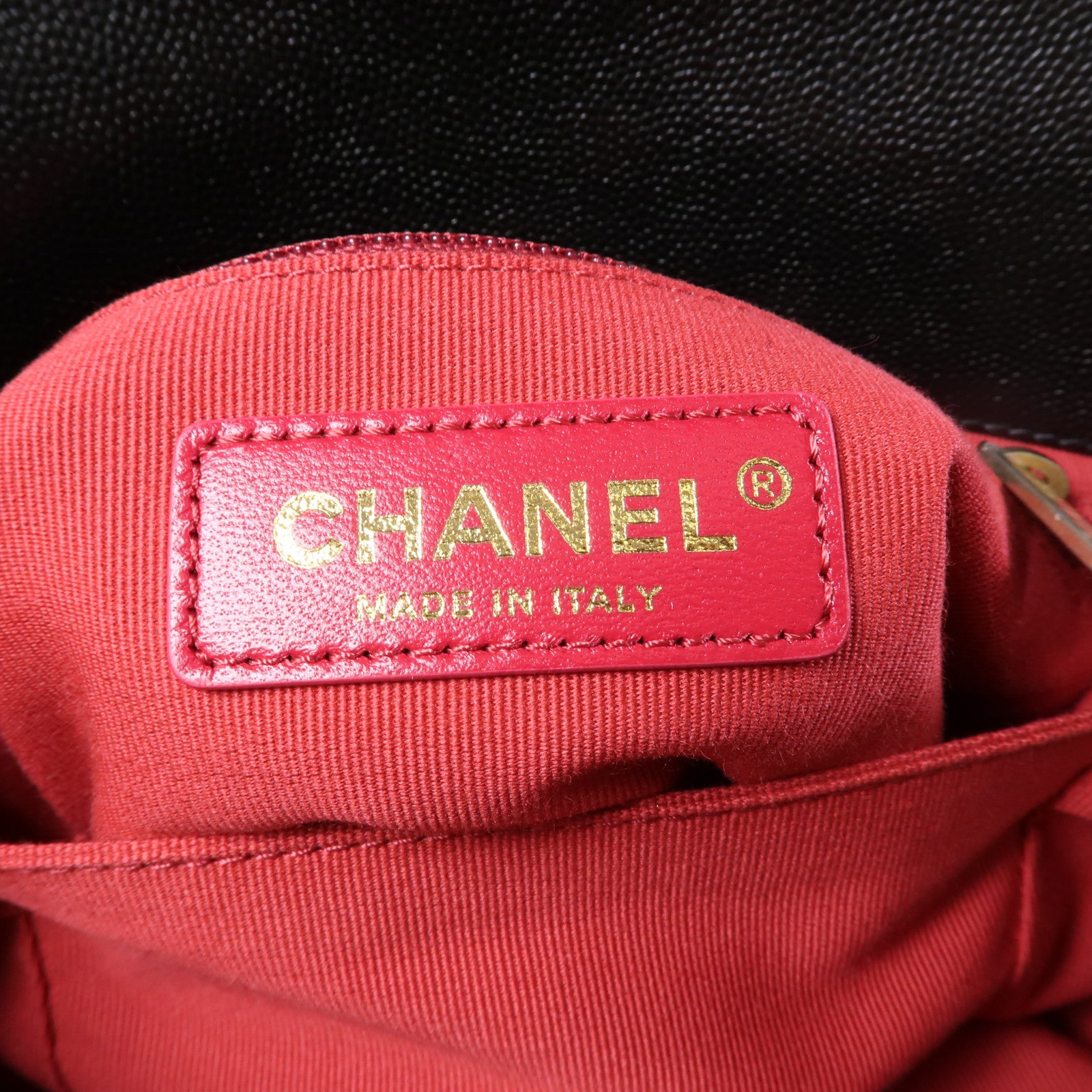 CHANEL 牛皮皮革Chain Shoulder金扣鏈帶手挽肩背兩用袋黑色