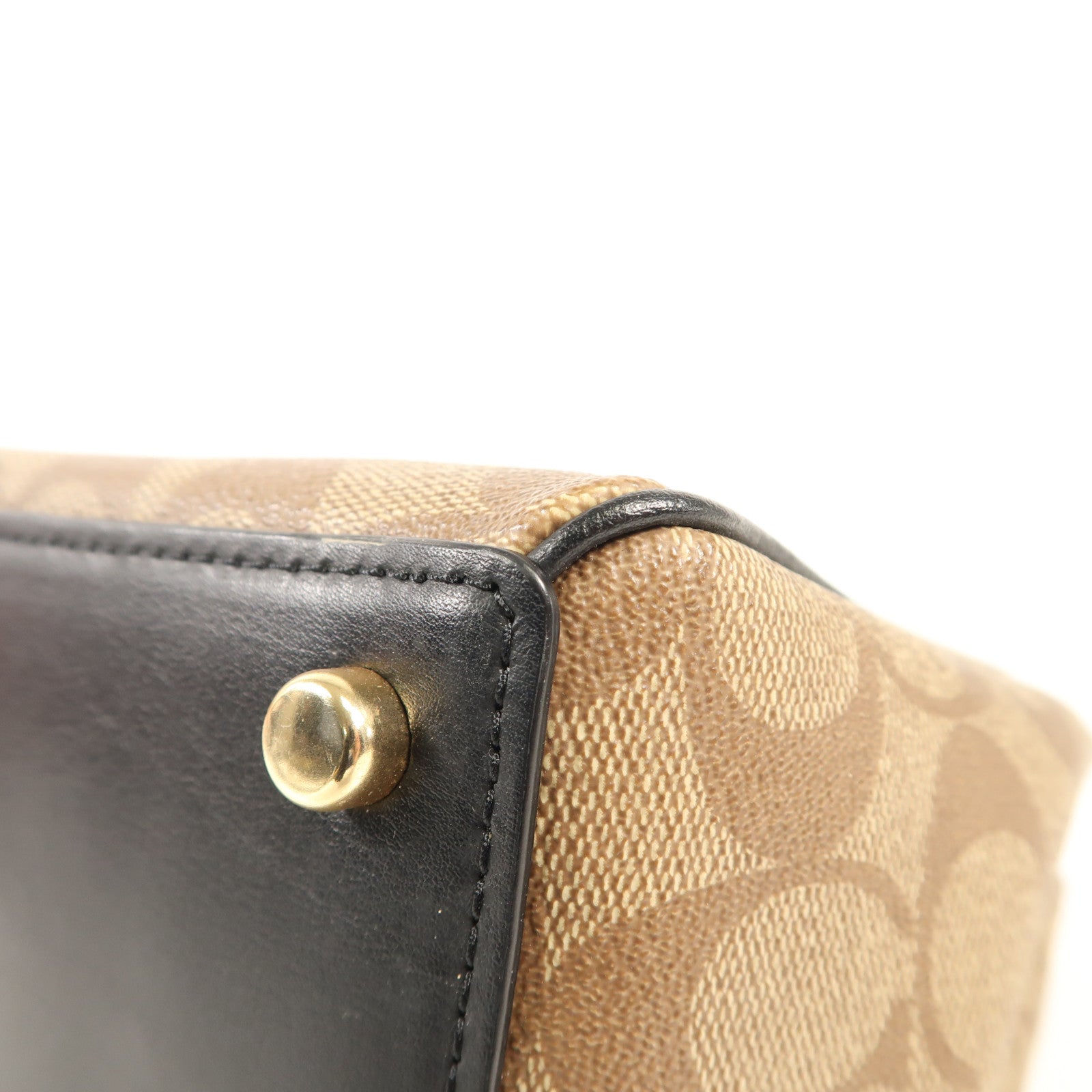 COACH 塗層帆布Shoulder Bag金扣手挽肩背兩用袋