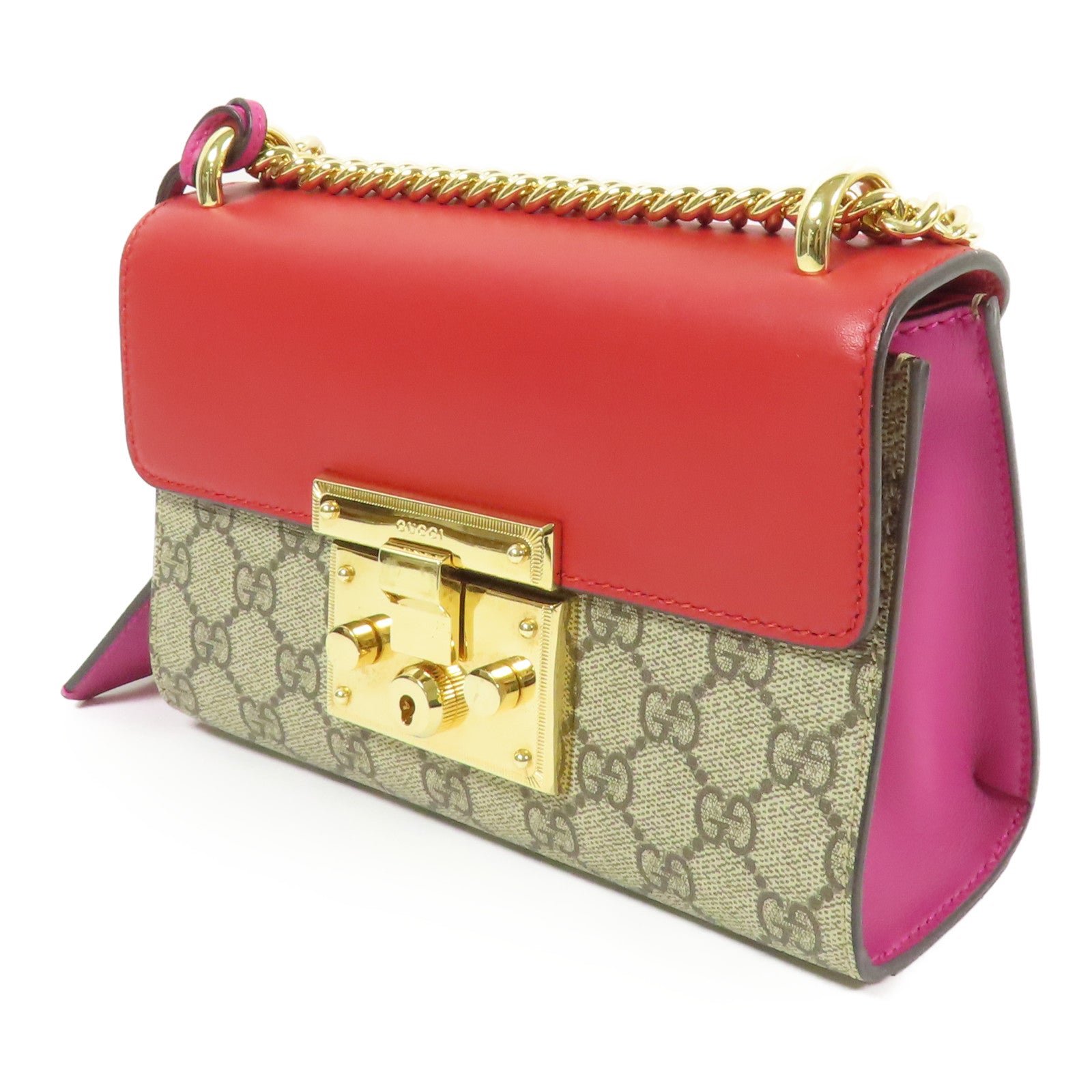 GUCCI 塗層帆布Paddle Lock Small金扣肩背袋