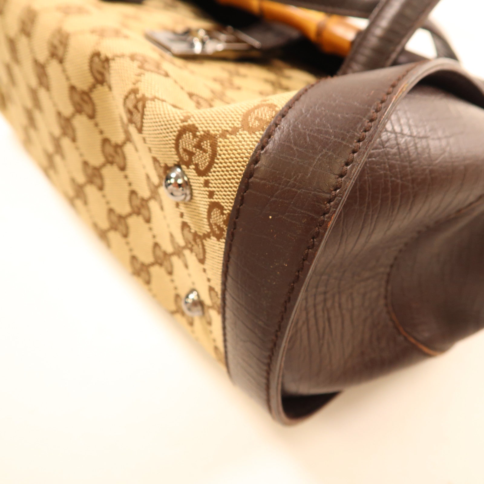 GUCCI 塗層帆布Hand Bag銀扣手挽袋