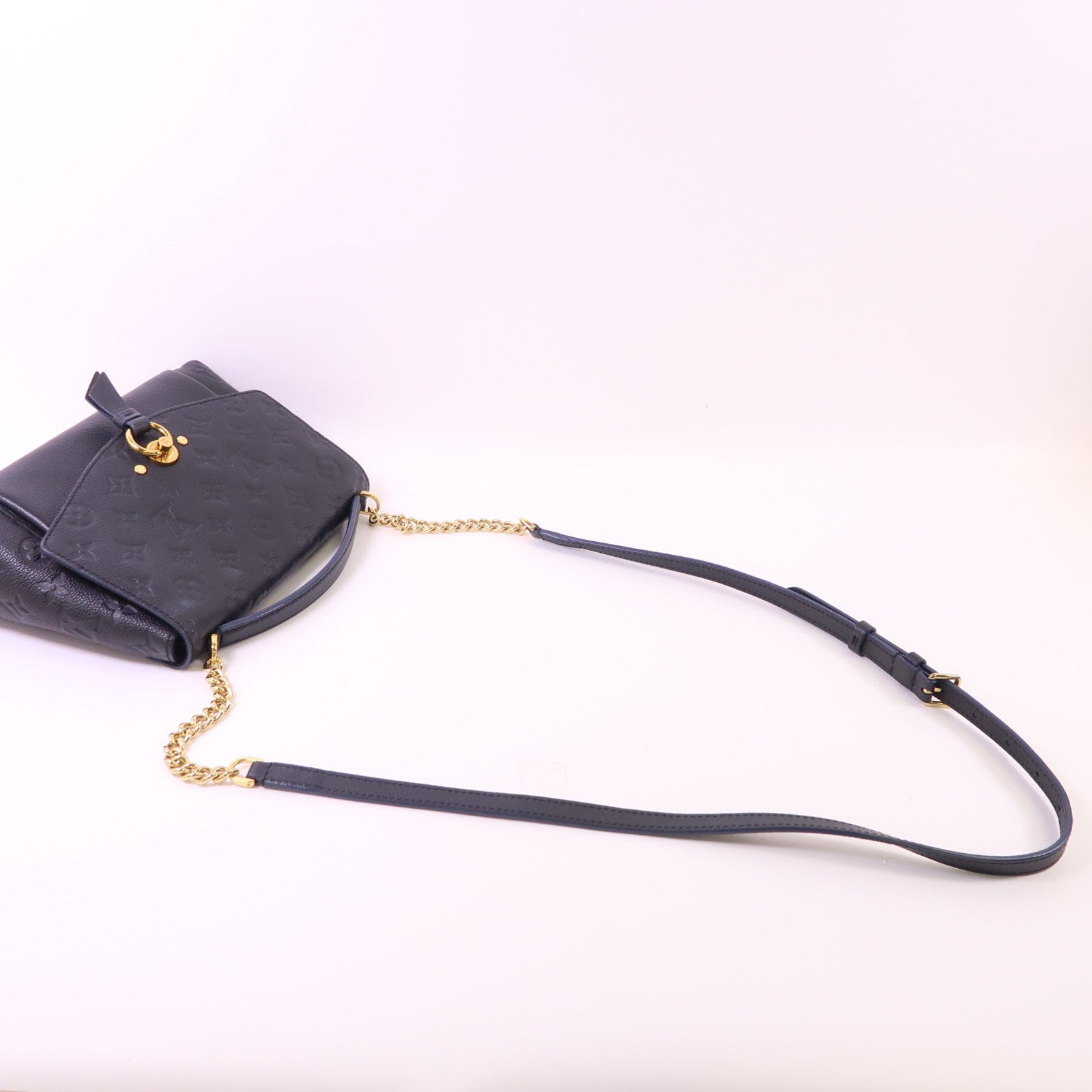 LOUIS VUITTON Monogram Empreinte Blanche BB金扣手挽肩背兩用袋