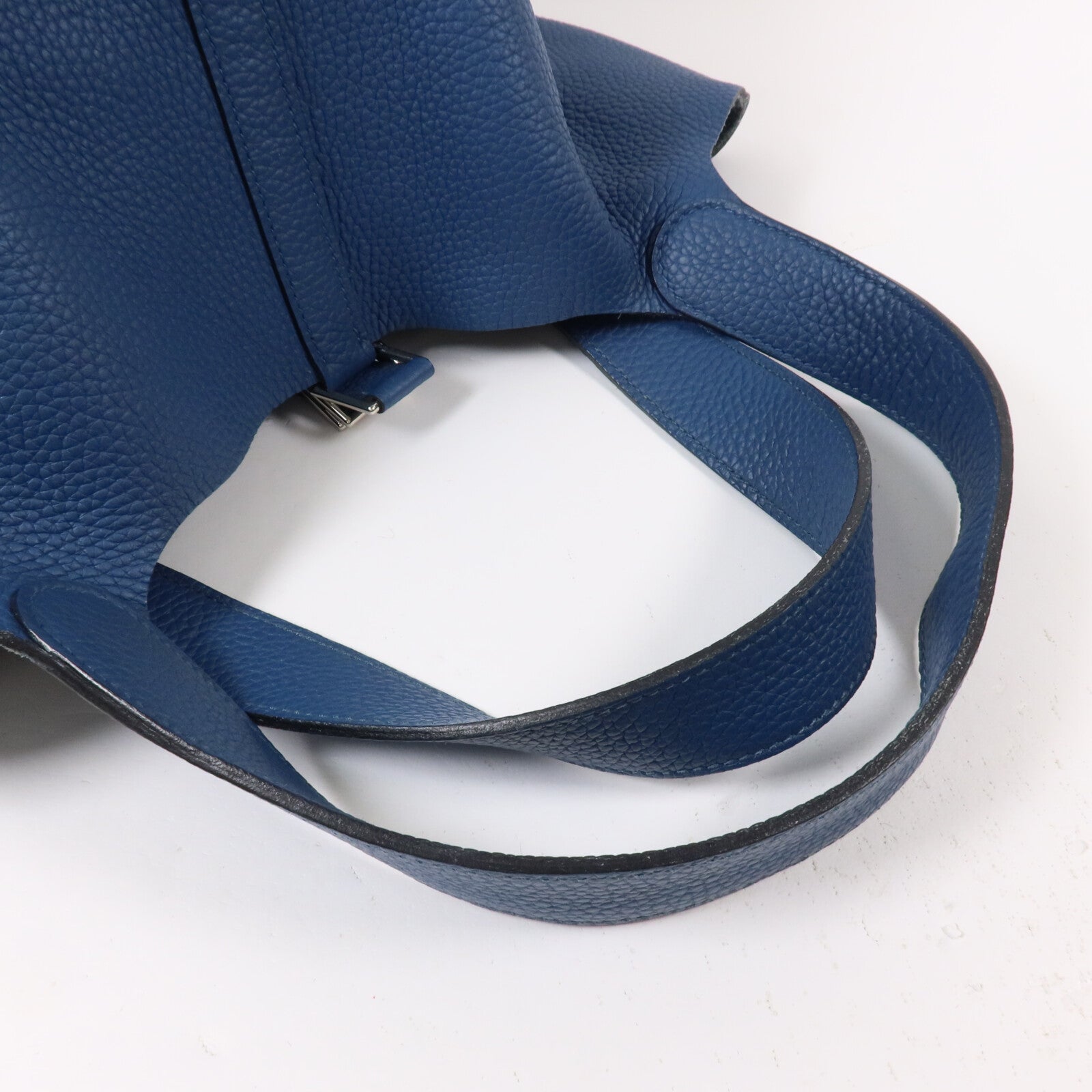 HERMES Clemence皮革Picotin GM手挽袋Bleu Agate