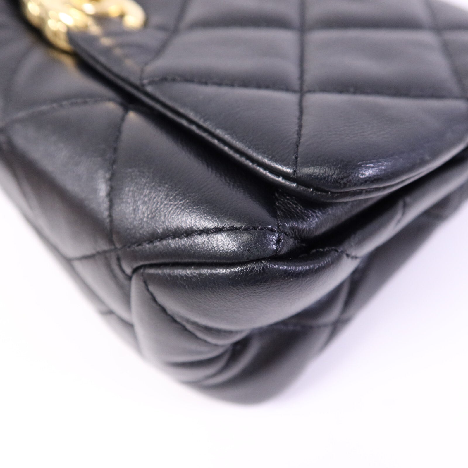 CHANEL 羊皮皮革2 Way Shoulder Bag金扣鏈帶手挽肩背兩用袋