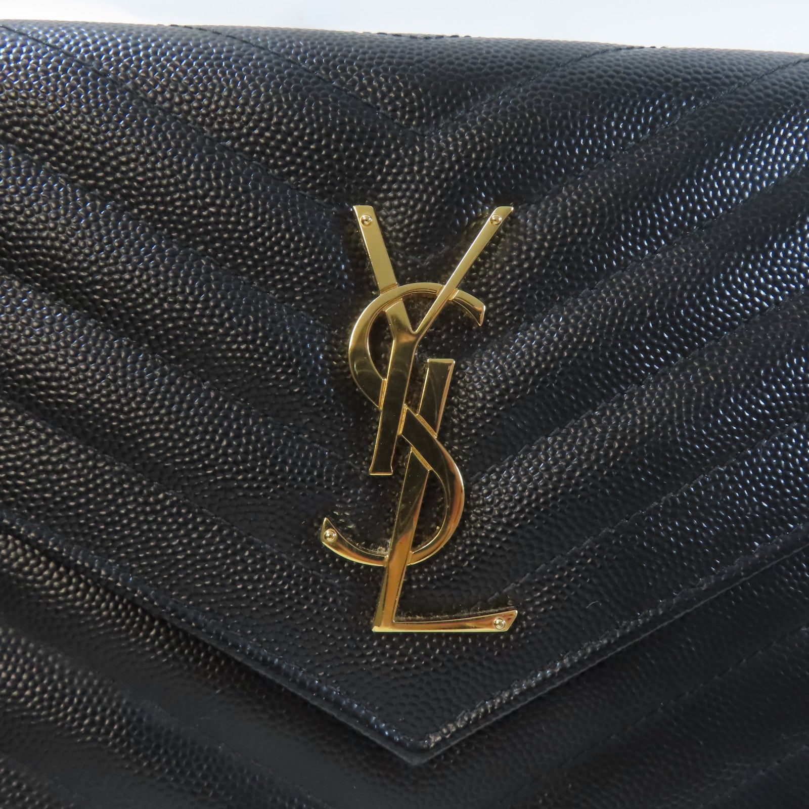 SAINT LAURENT 牛皮皮革Chain Shoulder Bag金扣鏈帶肩背袋黑色