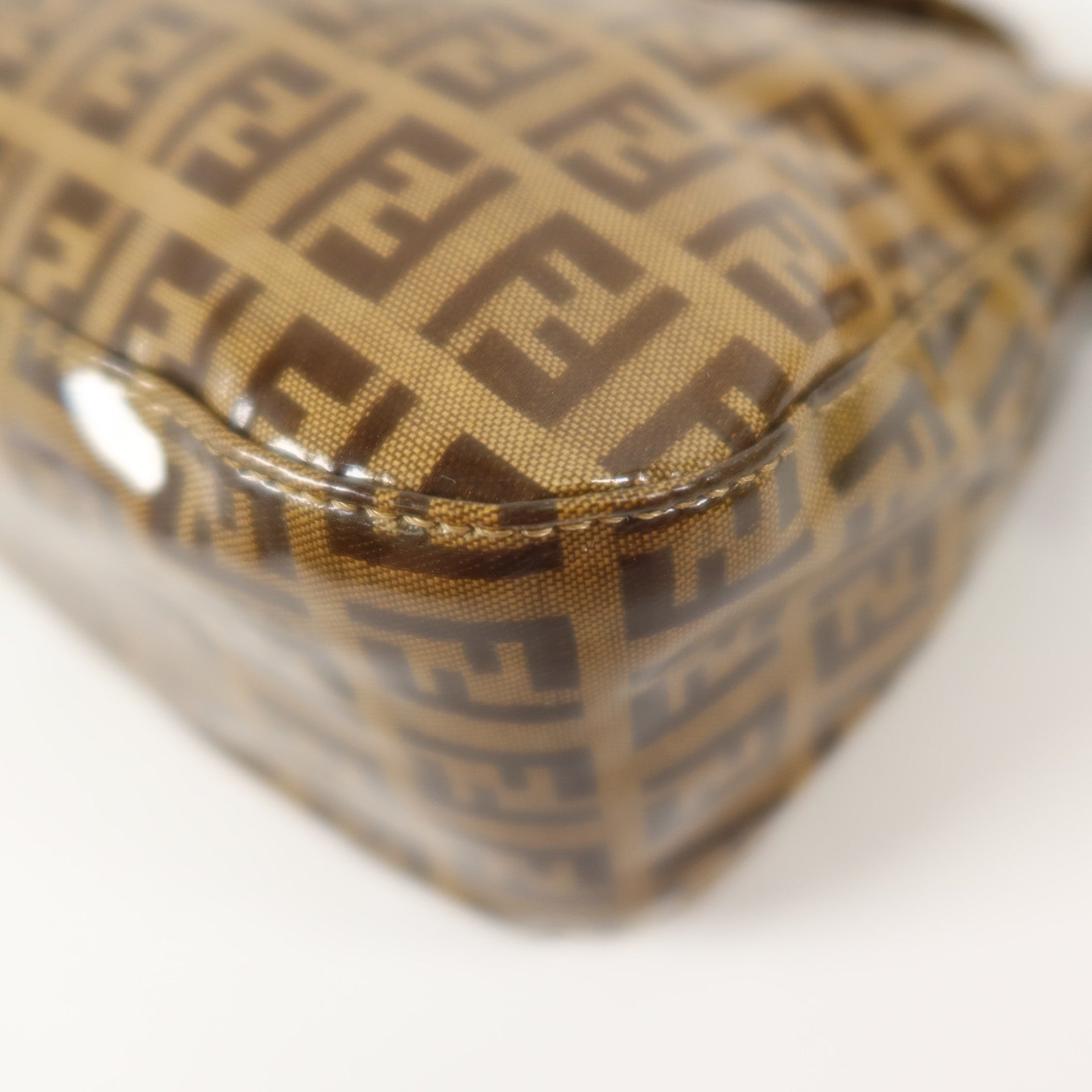 FENDI 塗層帆布Zucchino Double Flap Baguette金扣手挽肩背兩用袋