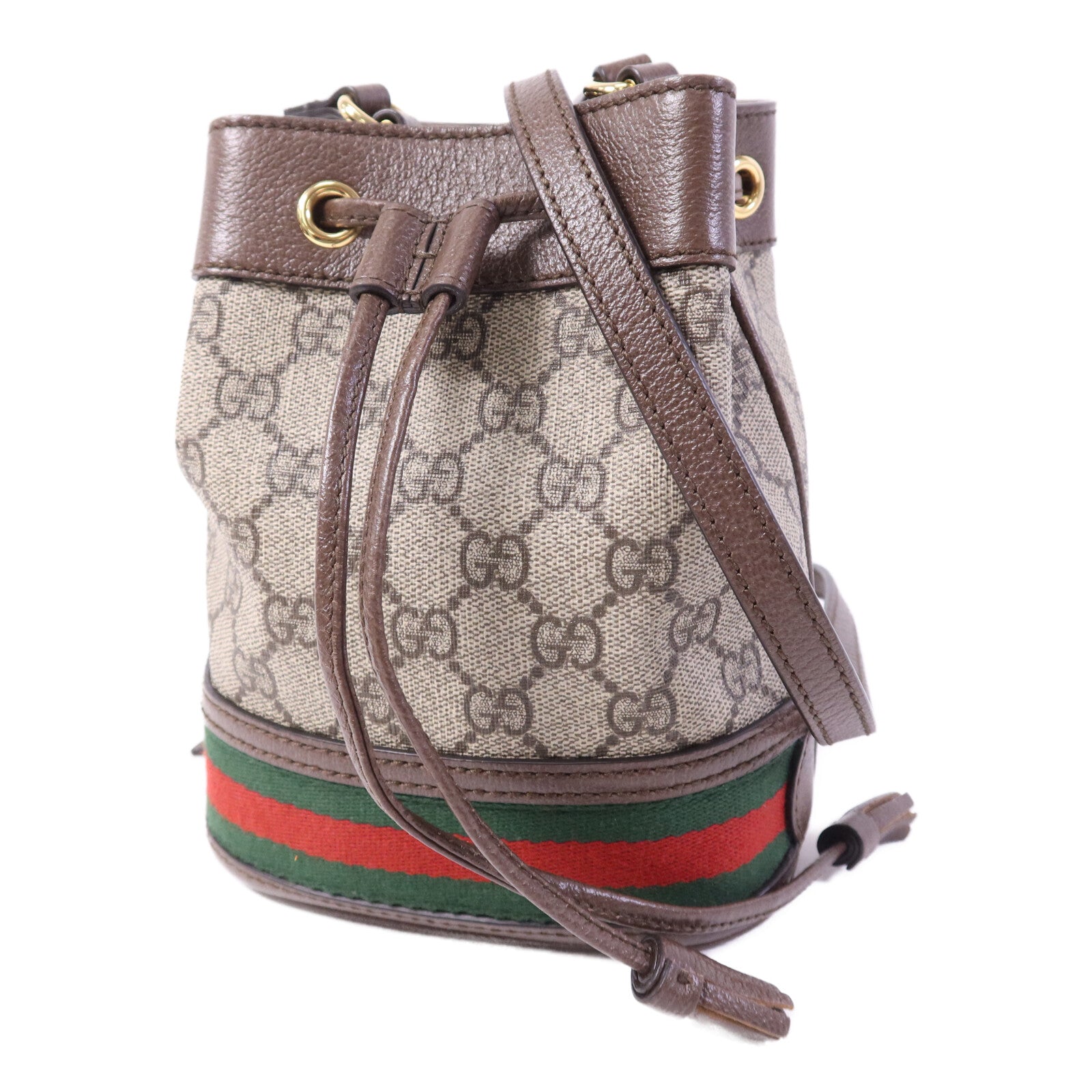 GUCCI 塗層帆布Ophidia GG Mini Bucket金扣肩背袋