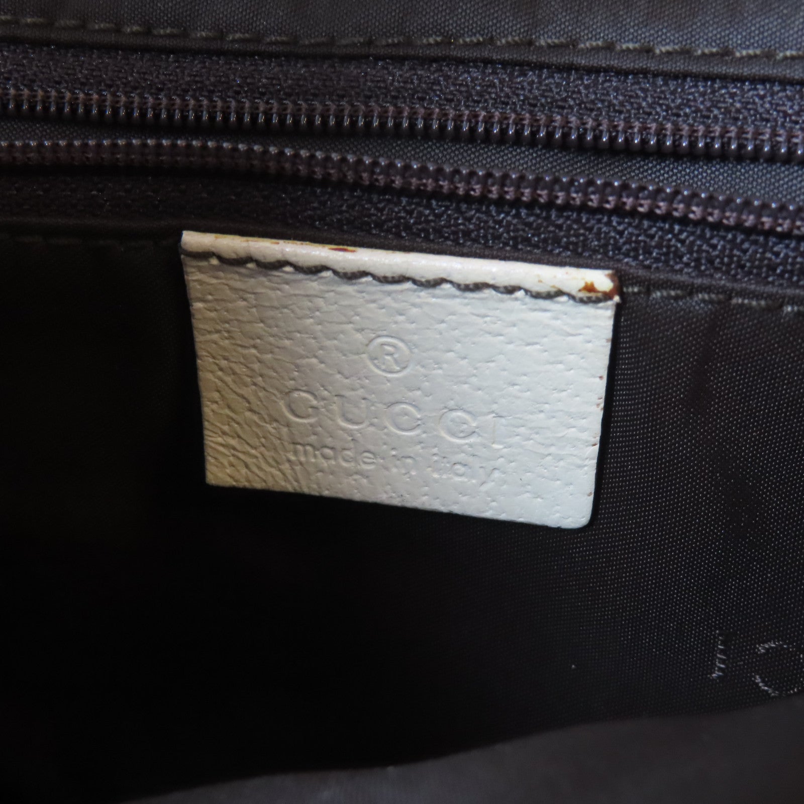 GUCCI 【激減優惠】帆布/皮革Jackie Handbag銀扣手挽袋啡色/白色