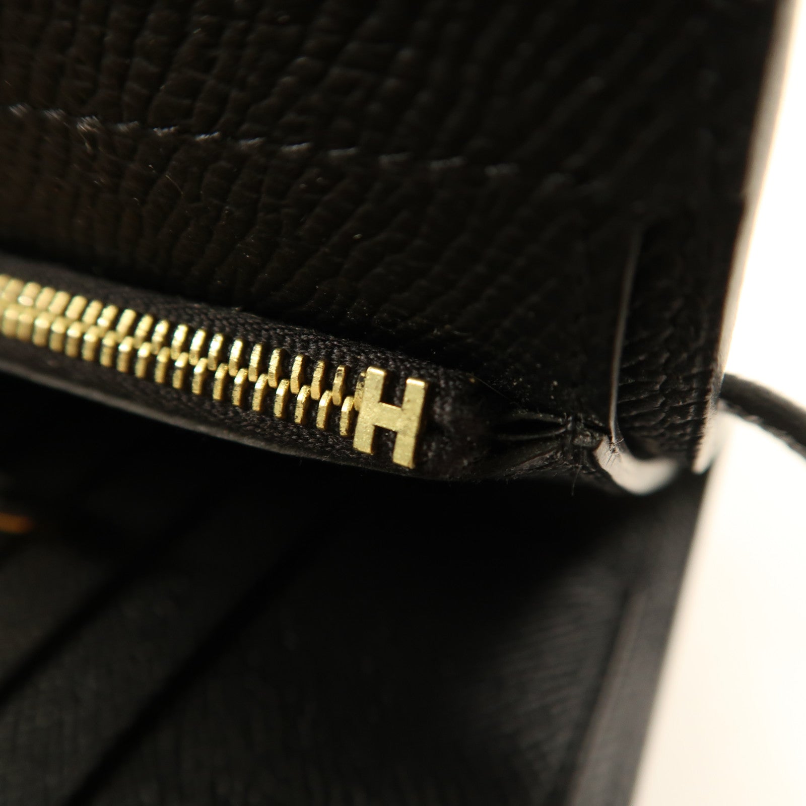 HERMES Epsom皮革Kelly Wallet Compact金扣長錢包Noir