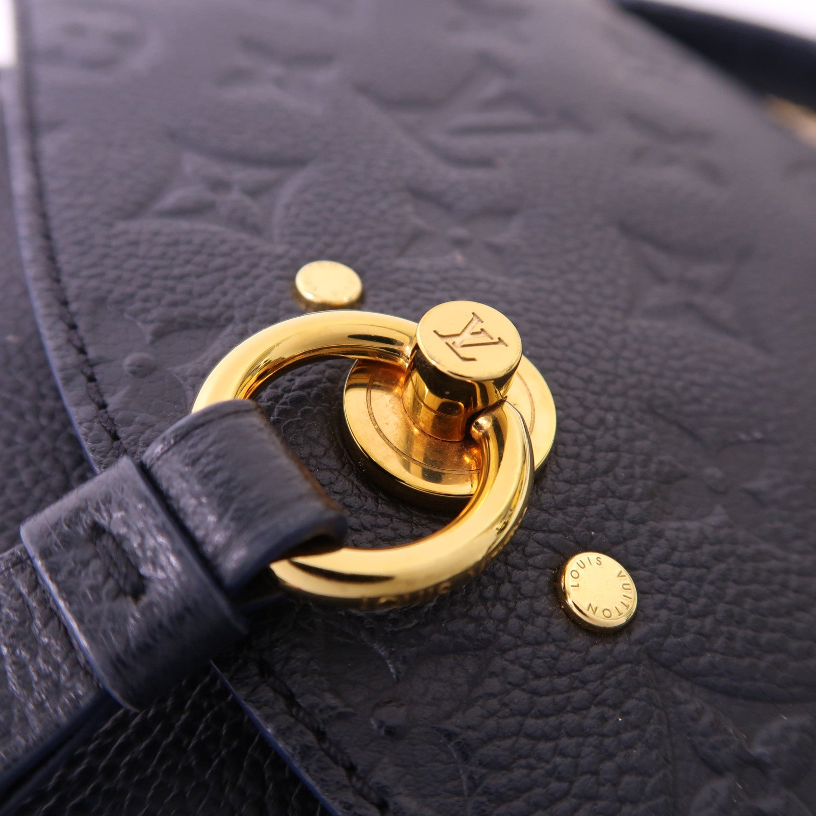 LOUIS VUITTON Monogram Empreinte Blanche BB金扣手挽肩背兩用袋