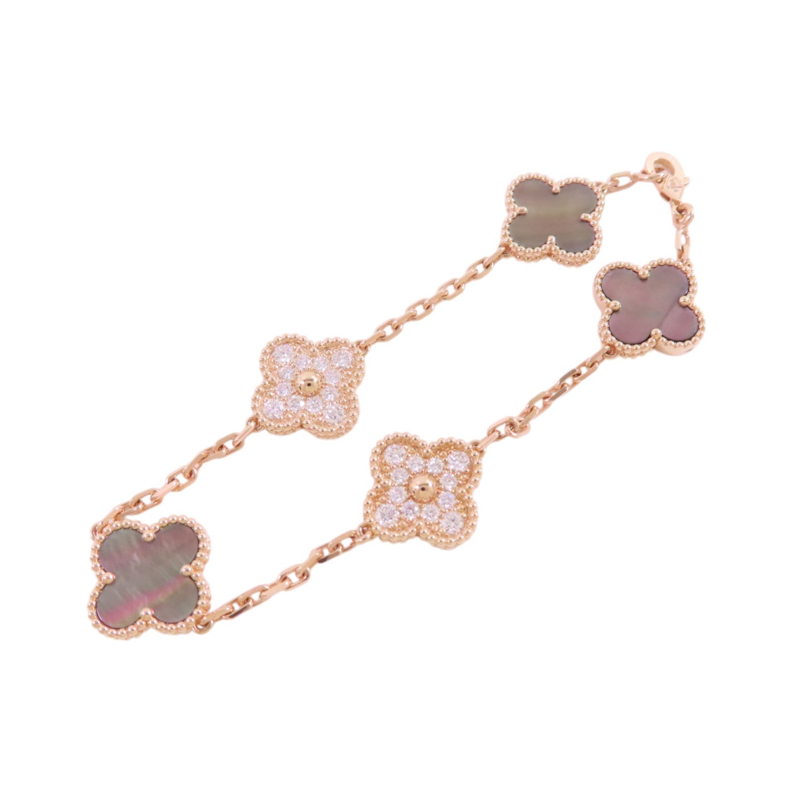 Van Cleef & Arpels 18K玫瑰金/鑽石/珍珠母Vintage Alhambra Bracelet手鏈