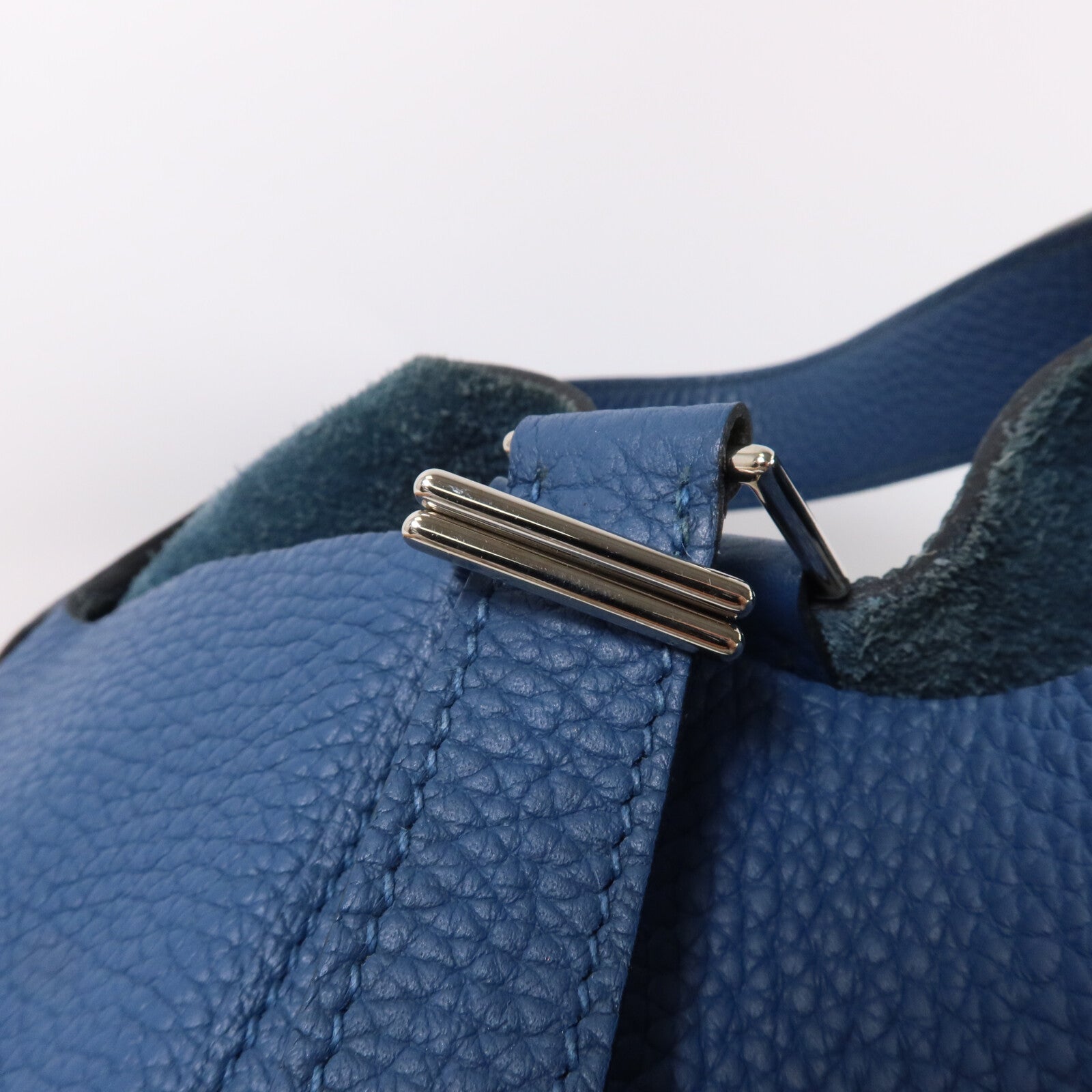 HERMES Clemence皮革Picotin GM手挽袋Bleu Agate