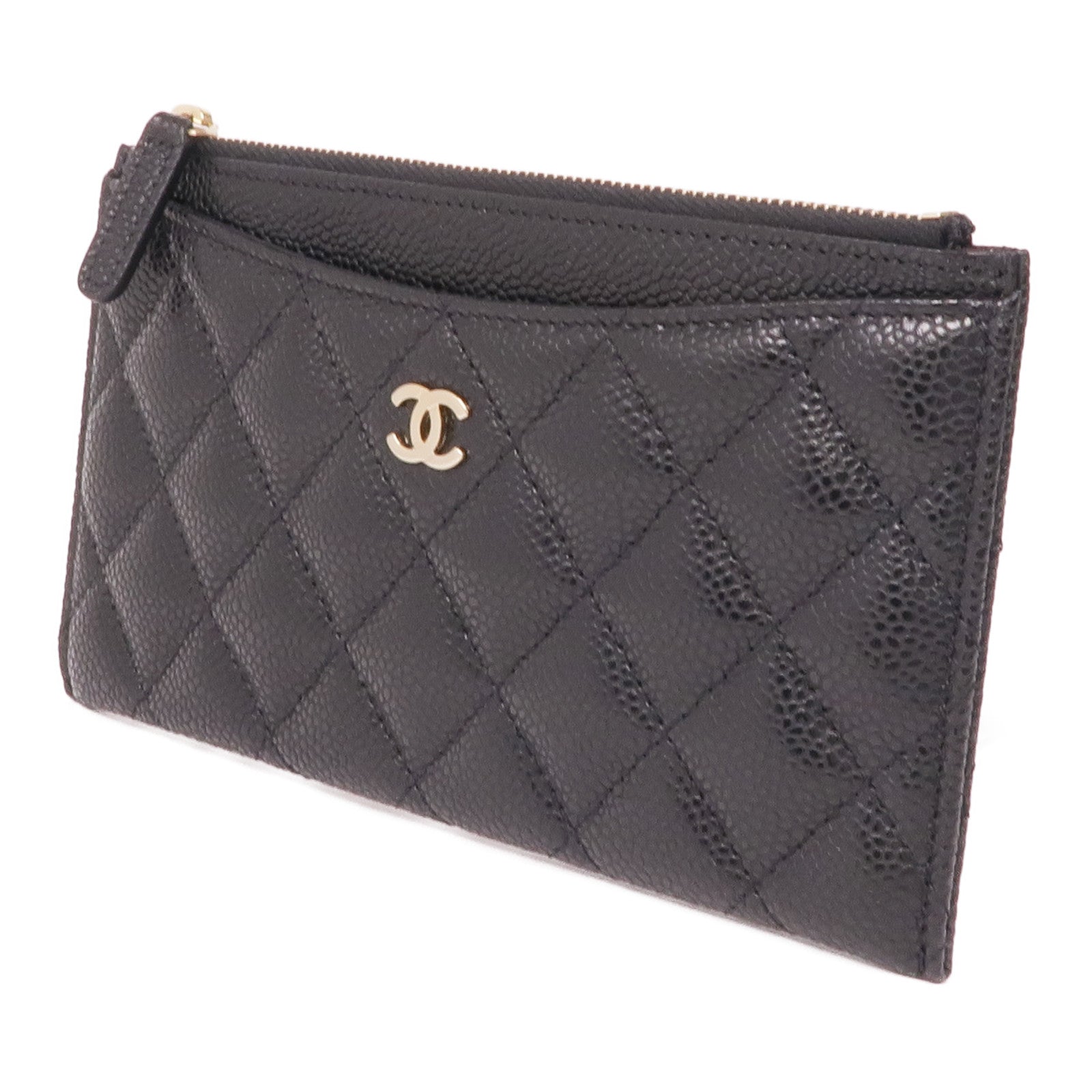 CHANEL 牛皮皮革Long Wallet金扣長錢包