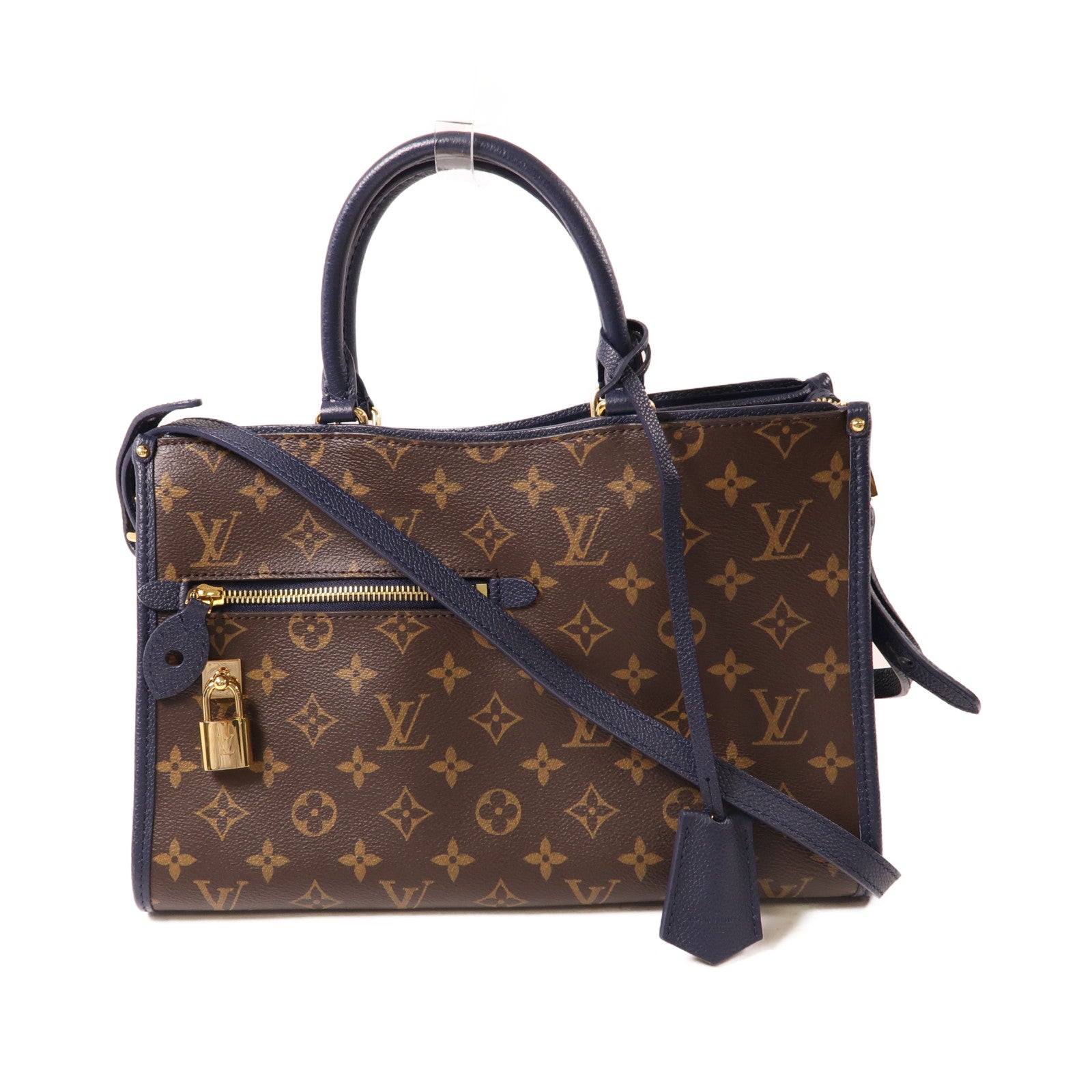 LOUIS VUITTON Monogram Popincourt PM金扣手挽肩背兩用袋啡色/深藍色