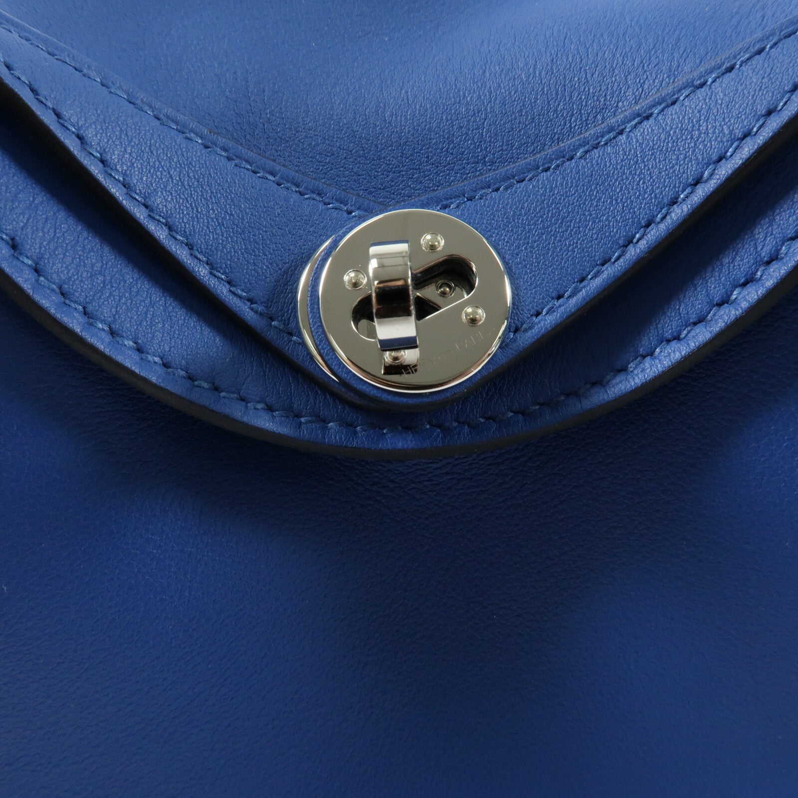 HERMES Swift皮革Mini Lindy銀扣手挽肩背兩用袋Bleu Royal/Bleu Saphir
