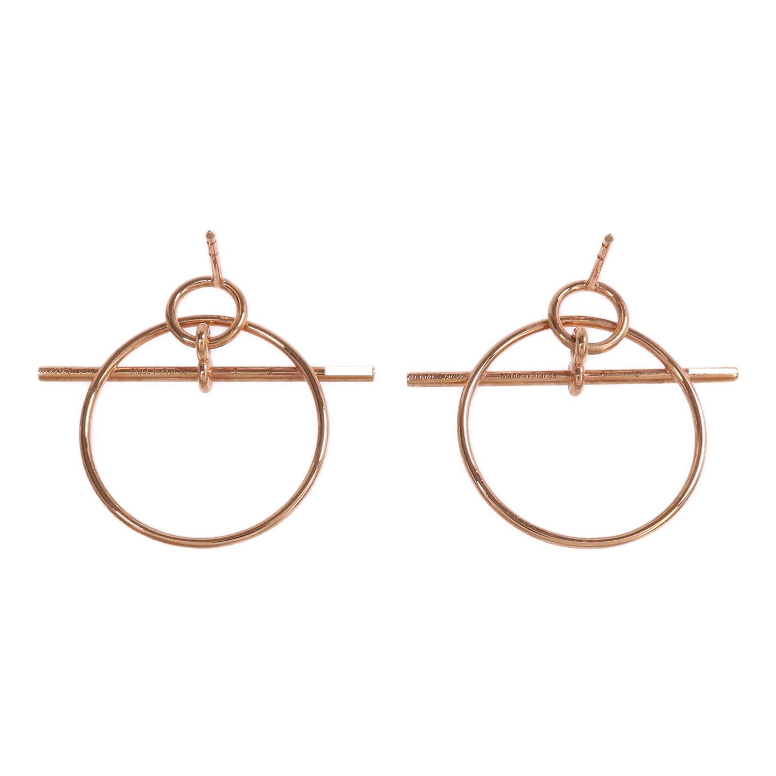 HERMES 18K玫瑰金Loop Earrings耳環