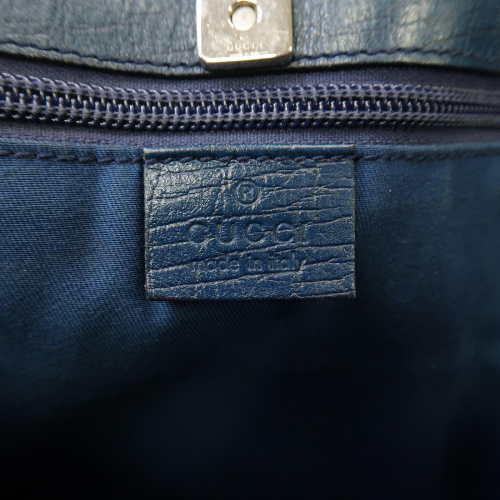 GUCCI 【激減優惠】塗層帆布Tote Bag銀扣手挽袋啡色/藍色