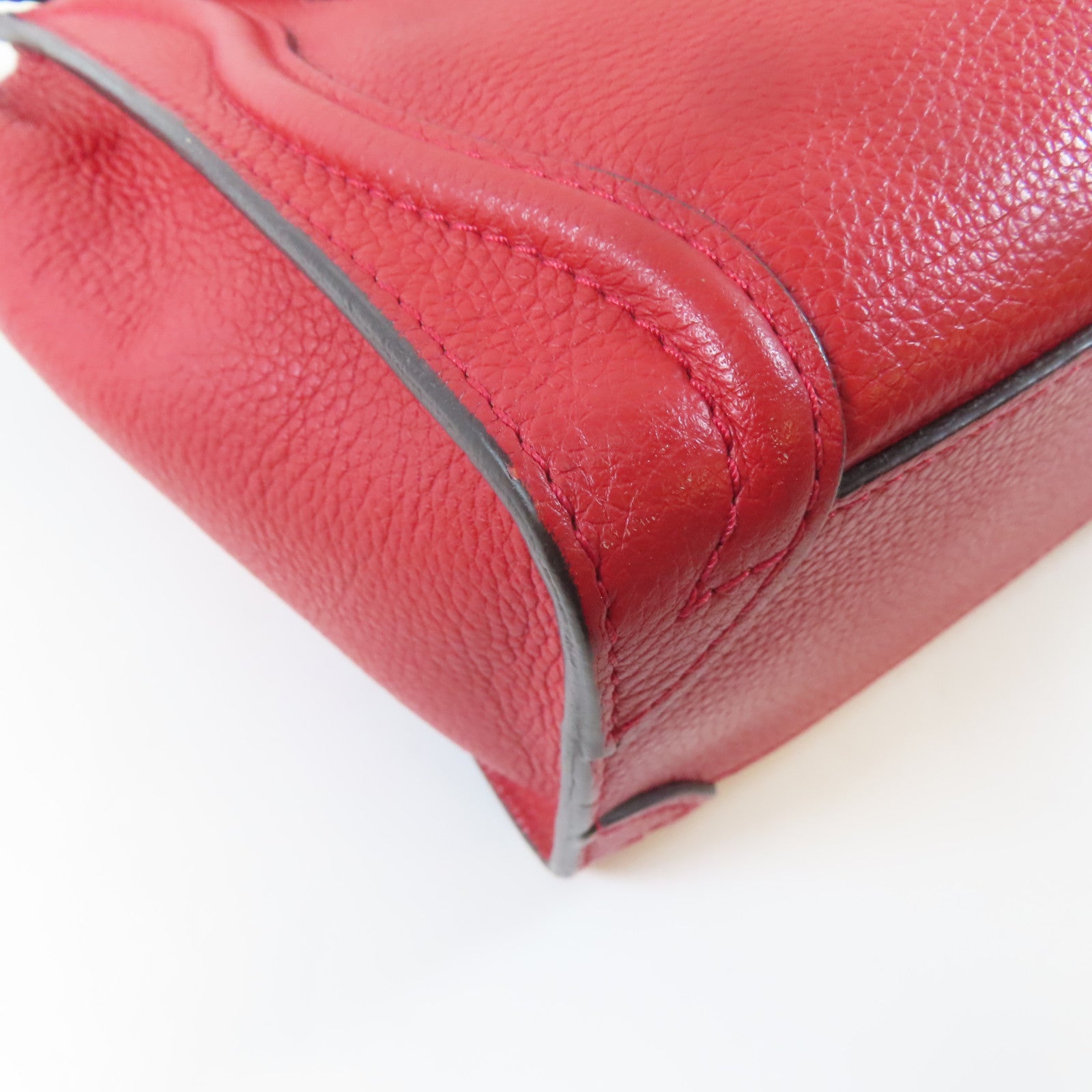 CELINE 牛皮皮革Luggage金扣手挽肩背兩用袋紅色