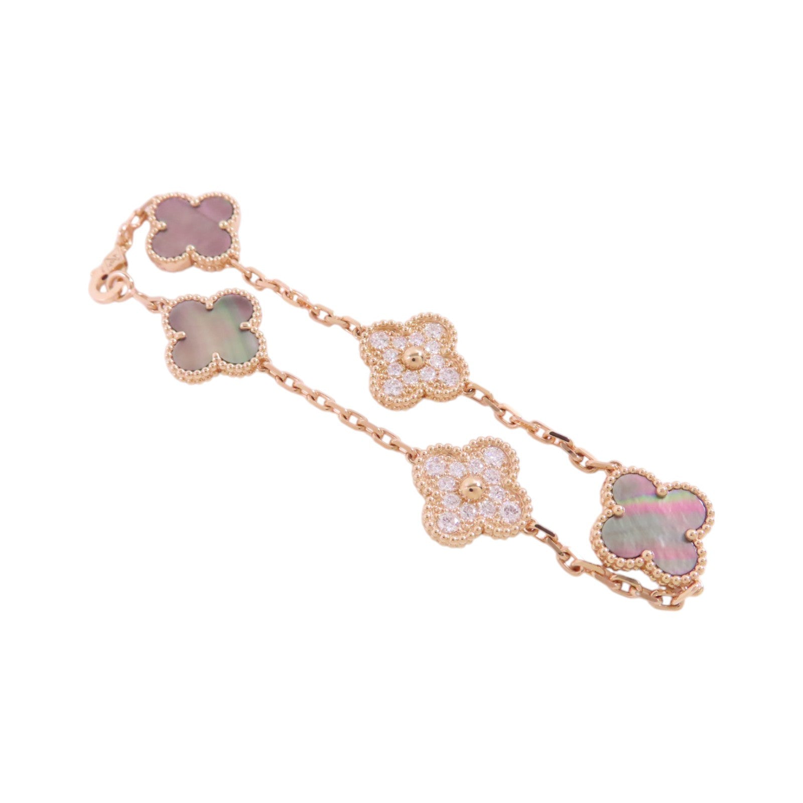 Van Cleef & Arpels 18K玫瑰金/鑽石/珍珠母Vintage Alhambra Bracelet手鏈