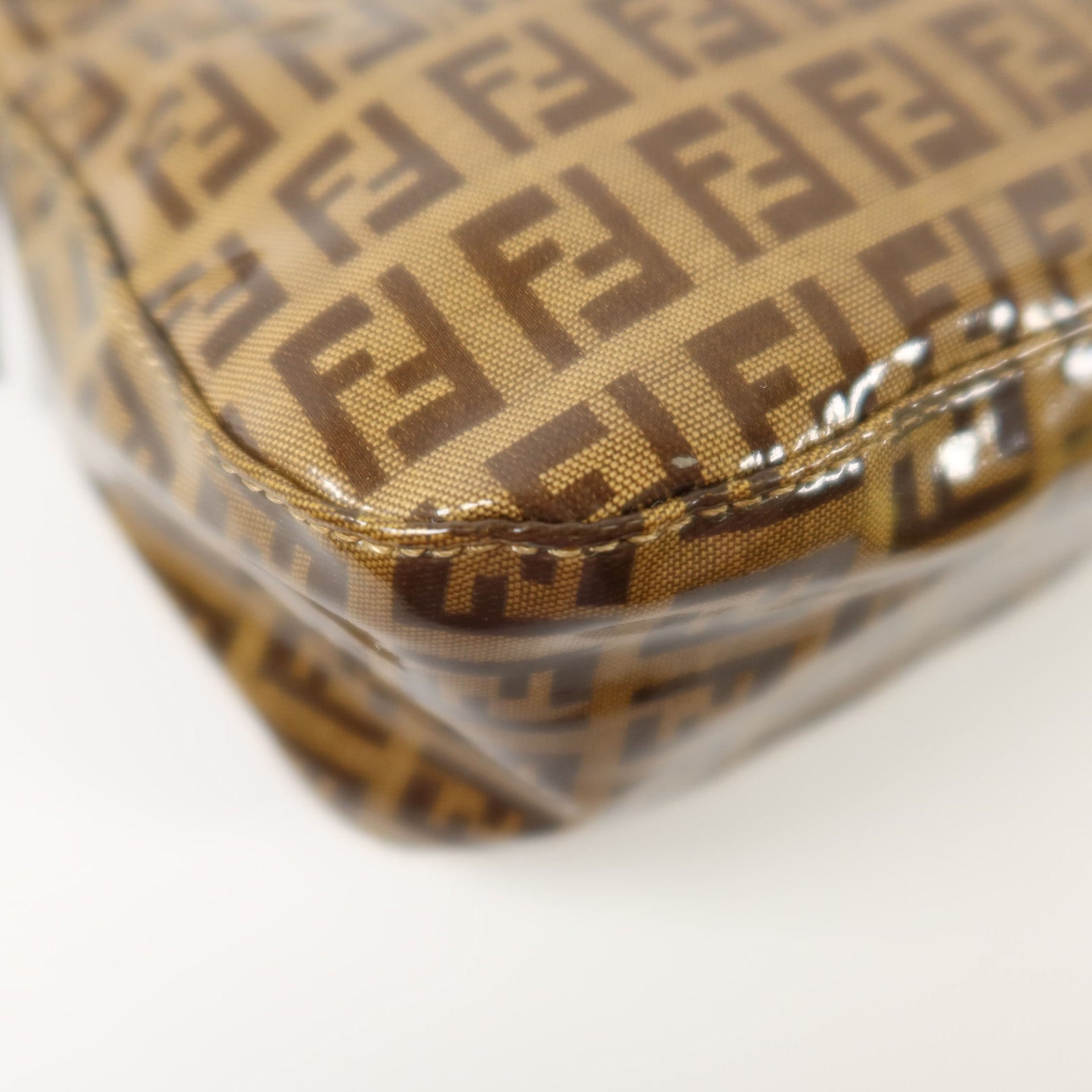 FENDI 塗層帆布Zucchino Double Flap Baguette金扣手挽肩背兩用袋