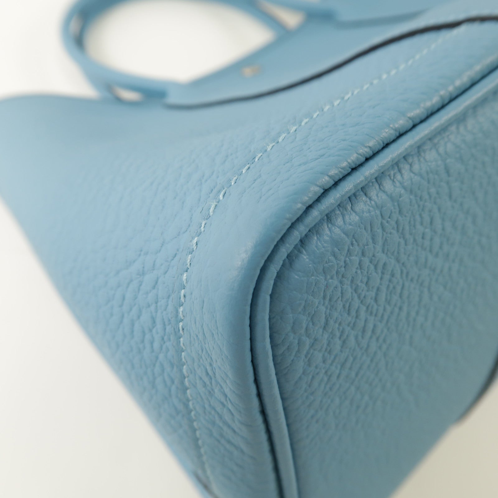 HERMES 【激減優惠】Country皮革Garden Party PM銀扣手挽袋P3 Bleu Du Nord