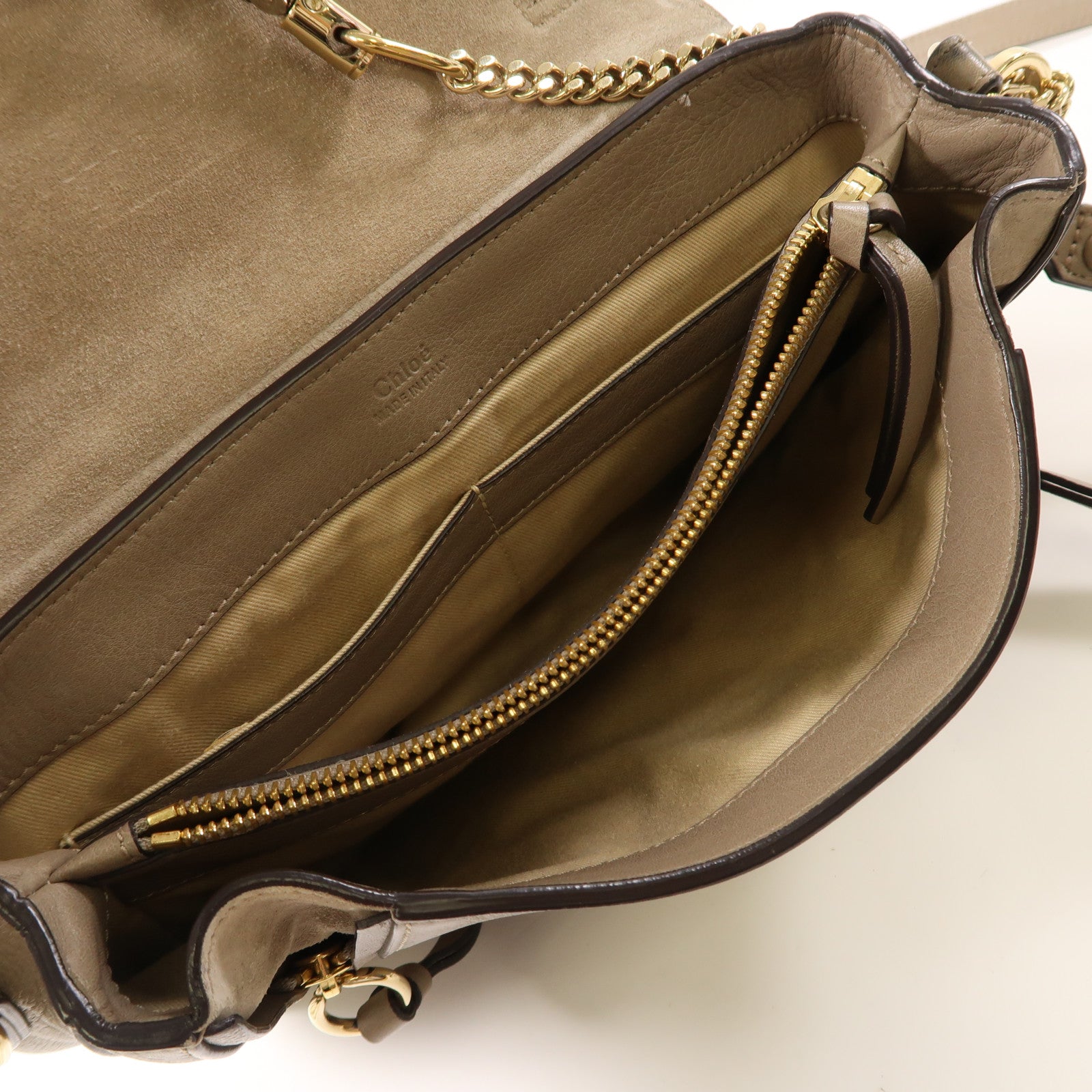 Chloe 牛皮皮革Faye Bag金扣手挽肩背兩用袋灰色