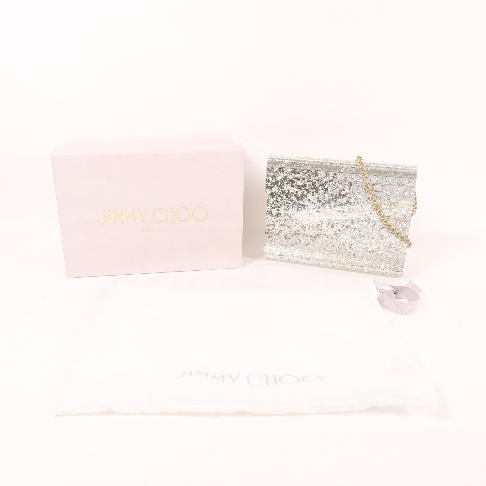 JIMMY CHOO 【激減優惠】PVC Chain Shoulder金扣鏈帶肩背袋
