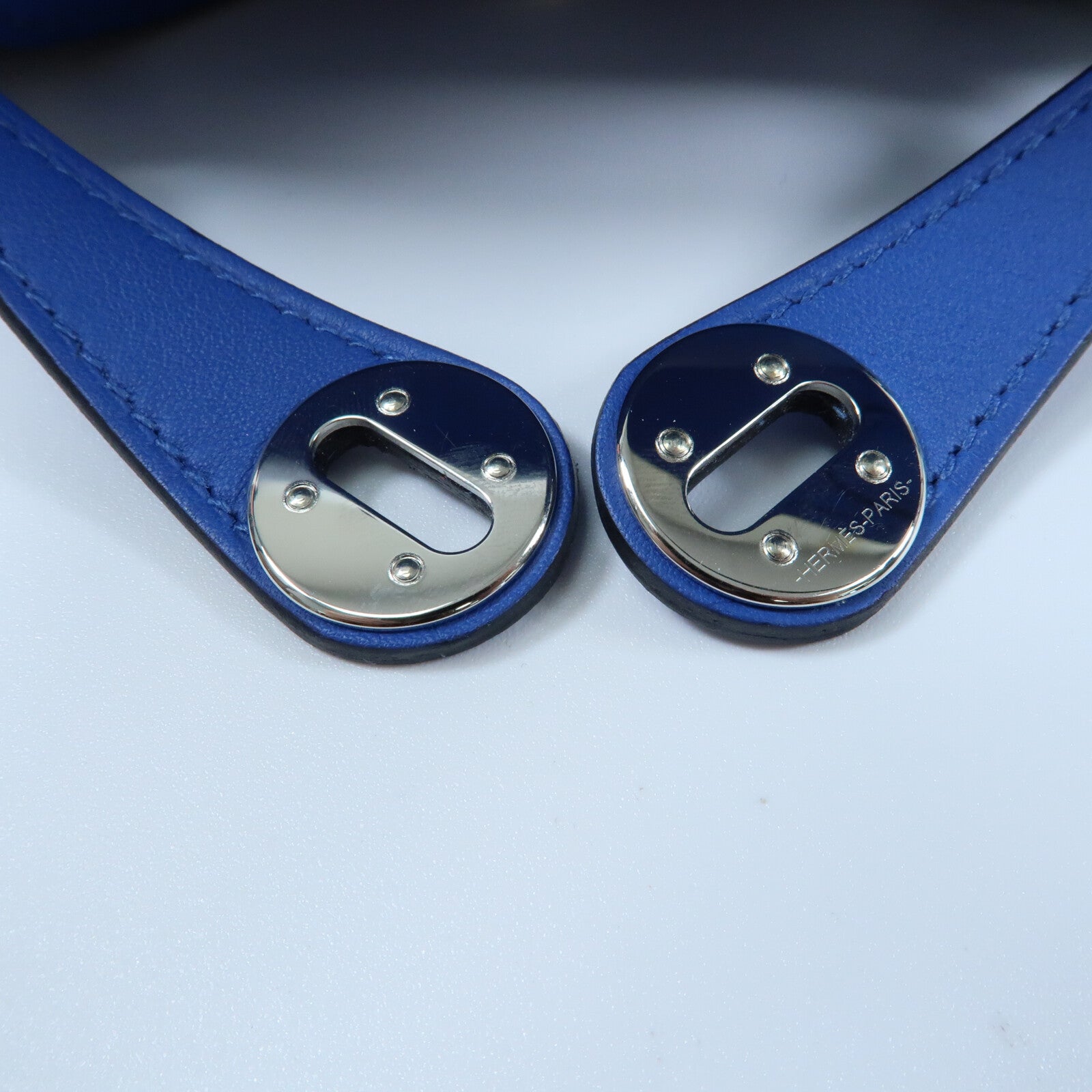 HERMES Swift皮革Mini Lindy銀扣手挽肩背兩用袋Bleu Royal/Bleu Saphir