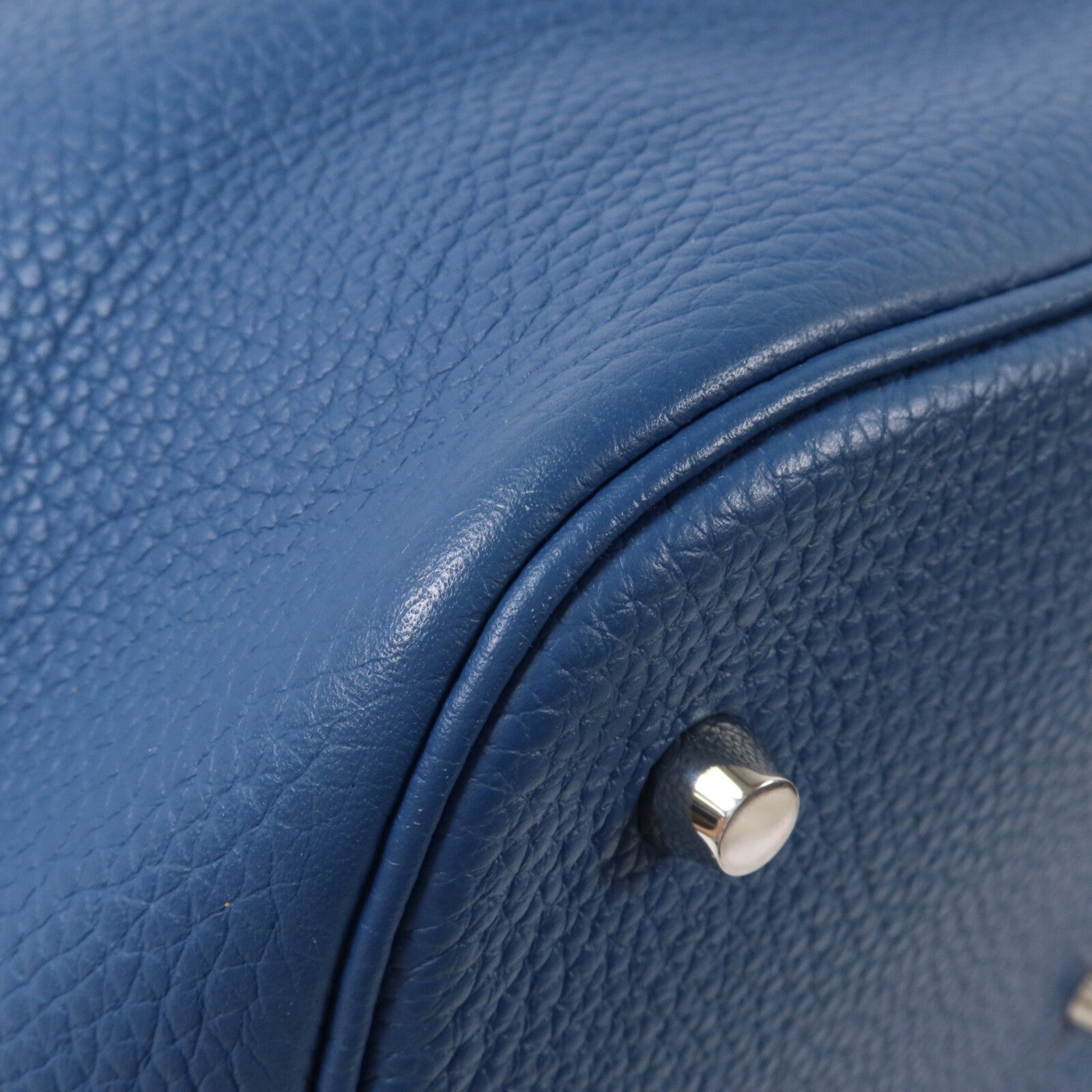 HERMES Clemence皮革Picotin GM手挽袋Bleu Agate