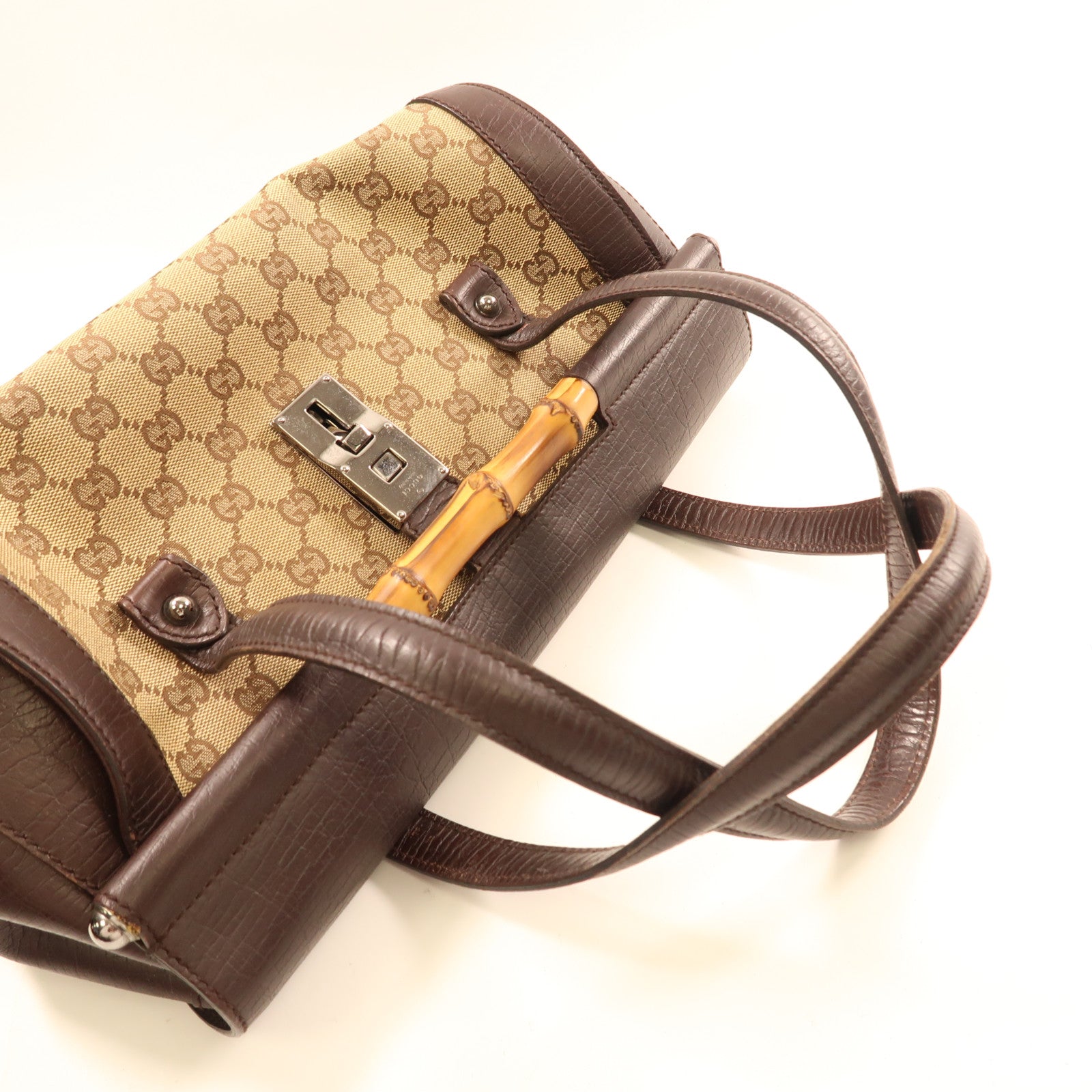 GUCCI 塗層帆布Hand Bag銀扣手挽袋