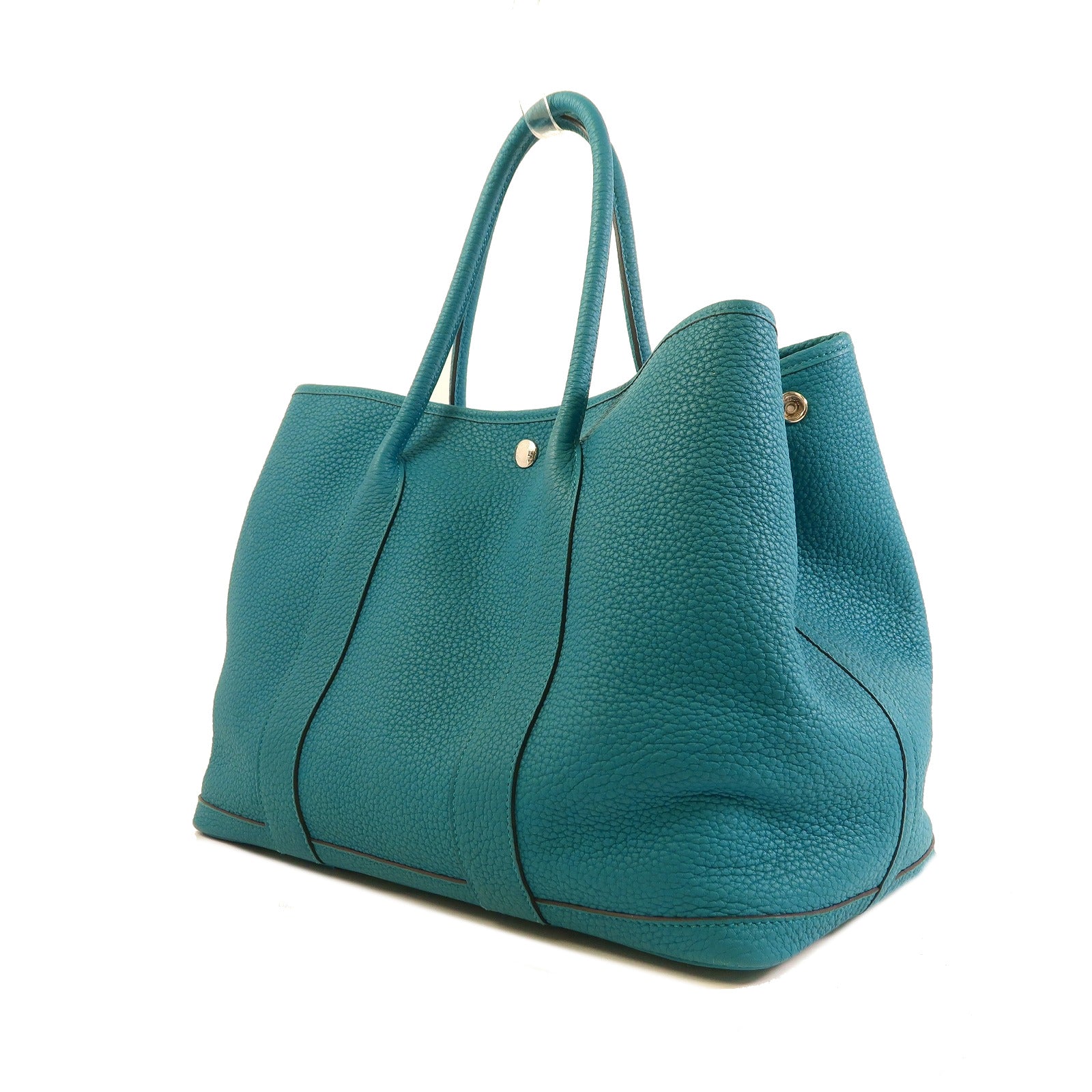 HERMES 【激減優惠】Negonda皮革GardenParty PM銀扣手挽袋Cobalt