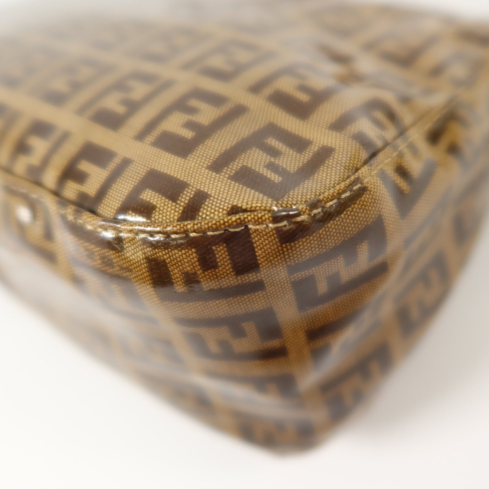 FENDI 塗層帆布Zucchino Double Flap Baguette金扣手挽肩背兩用袋